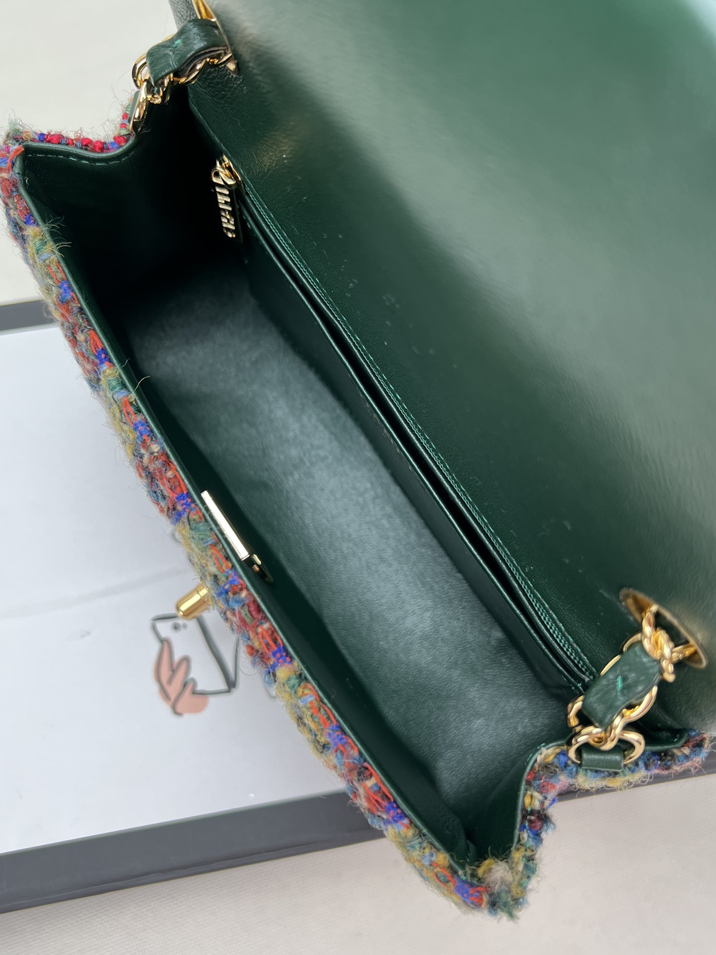 Ch**el MINI CLASSIC 11.12 HANDBAG Tweed & Gold-Tone Metal 4.7 × 7.8 × 2.3 in