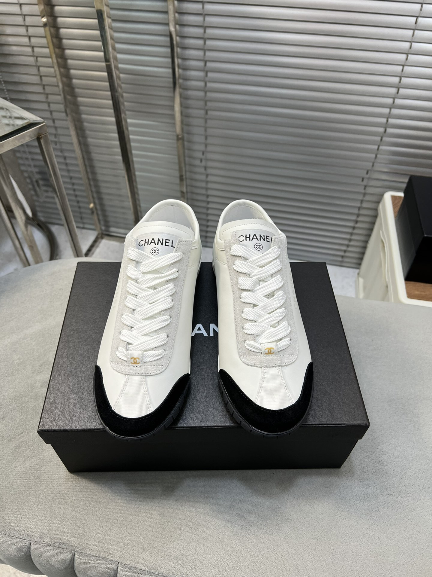 UA Ch**el SNEAKERS Calfskin & Suede Calfskin White & Black