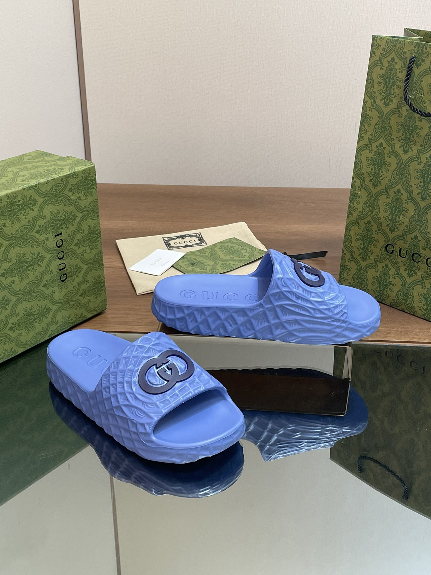 UA Gvc*1 INTERLOCKING G SLIDE SANDAL Blue