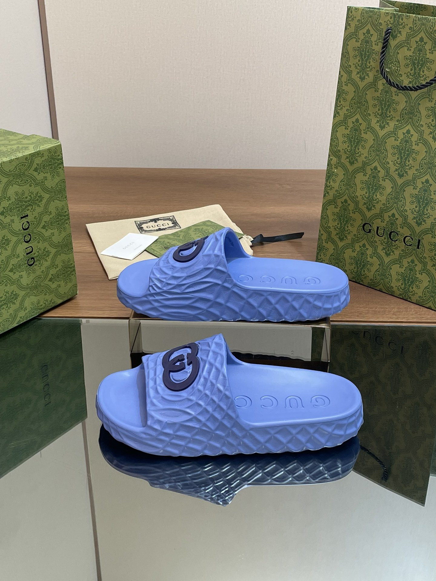 UA Gvc*1 INTERLOCKING G SLIDE SANDAL Blue