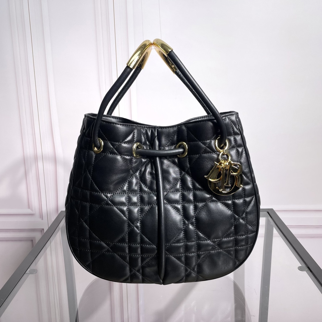 Medium D10r Nolita Bag Black Macrocannage Lambskin 10.5 x 10 x 2 inches