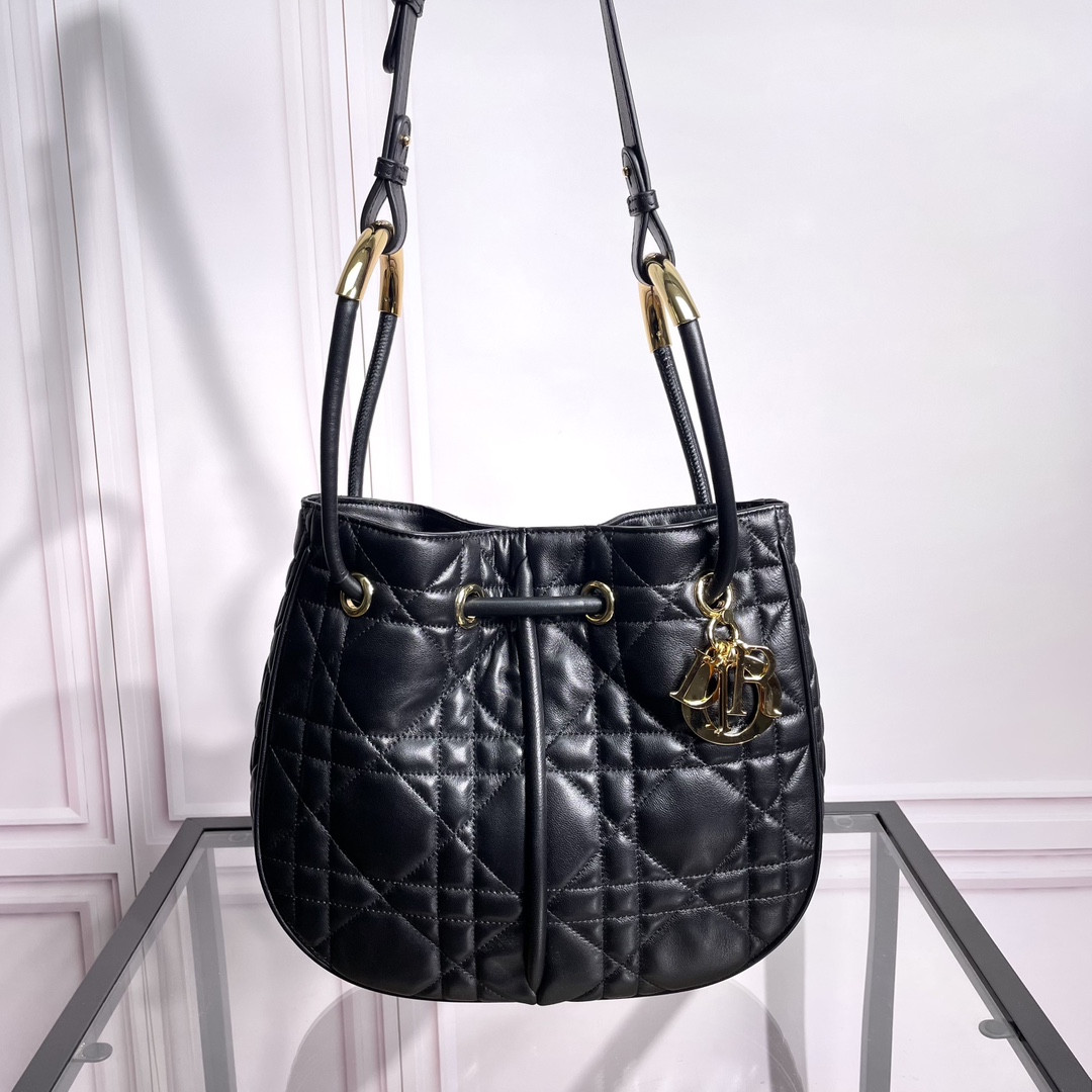 Medium D10r Nolita Bag Black Macrocannage Lambskin 10.5 x 10 x 2 inches