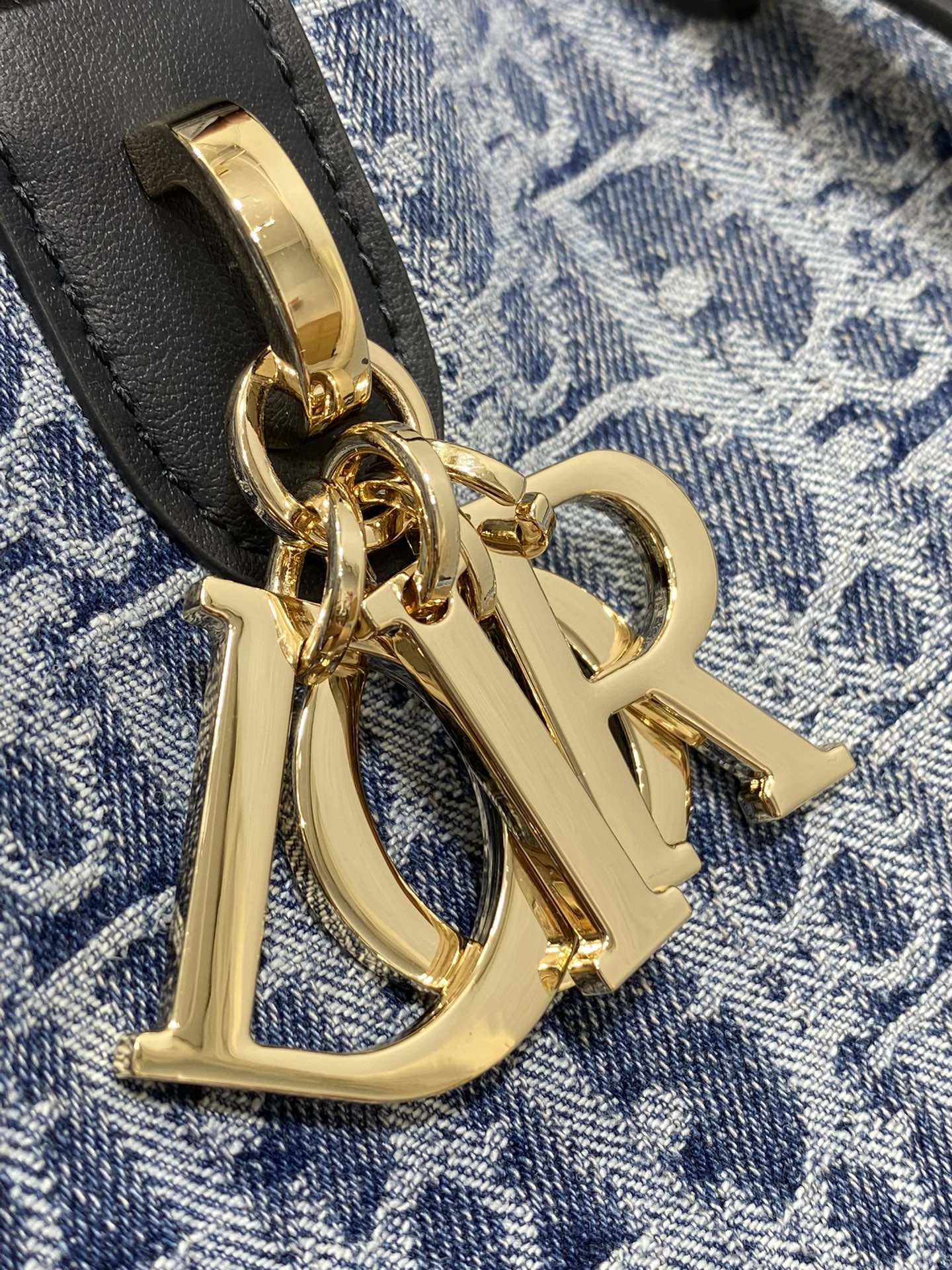 Small D10r Toujours Bag  Blue Denim D10r Oblique Jacquard 23 x15 x15cm