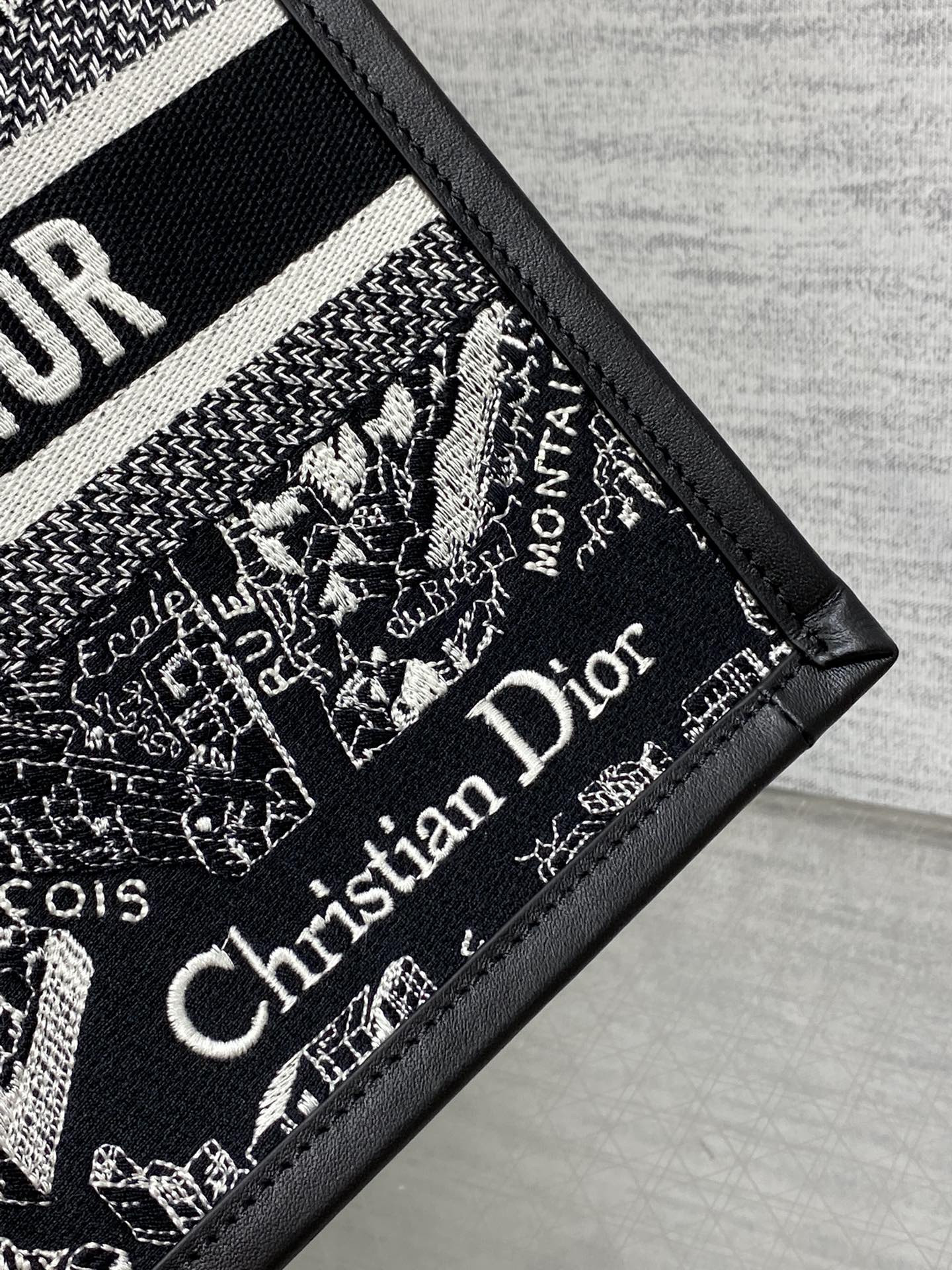 D10r Small D10r Book Tote White and Black Plan de Paris Embroidery and Black Calfskin 26.5 x 21 x 14 cm