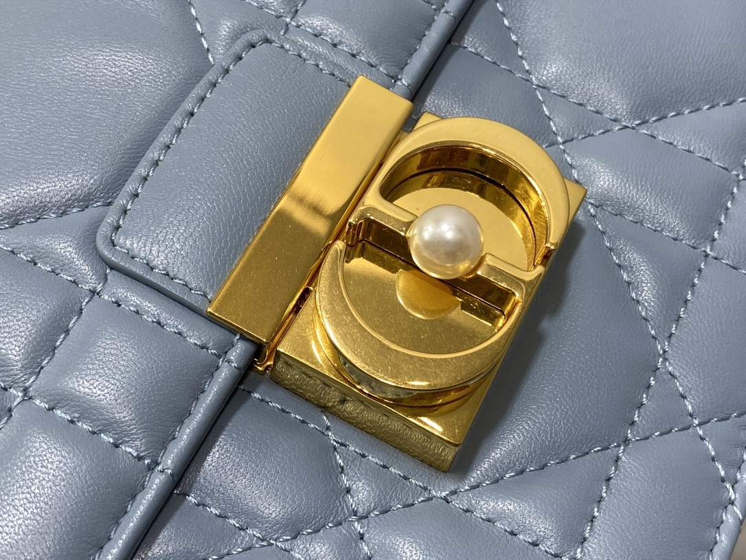 D10r Medium D10r Ange Bag Blue Latte Macrocannage Calfskin 26 x 17 x 9 cm