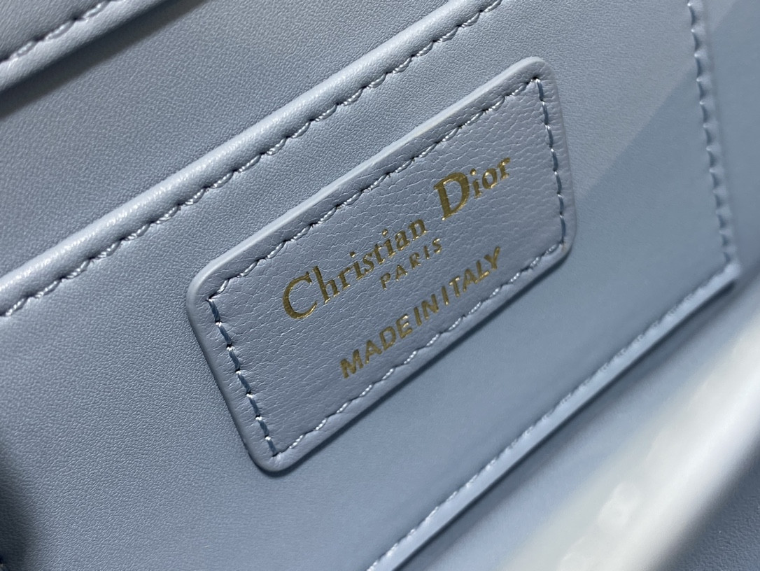 D10r Small Ange Bag Blue  Latte Macrocannage Calfskin  20 x 12 x 5 cm