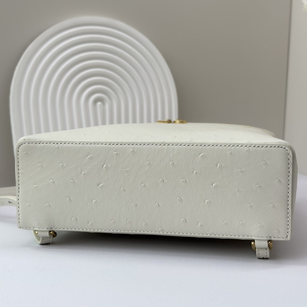 L0r0 P1ana Extra Pocket backpack L23.5 Ostrich-grained Leather 23 x 21 x 8 cm