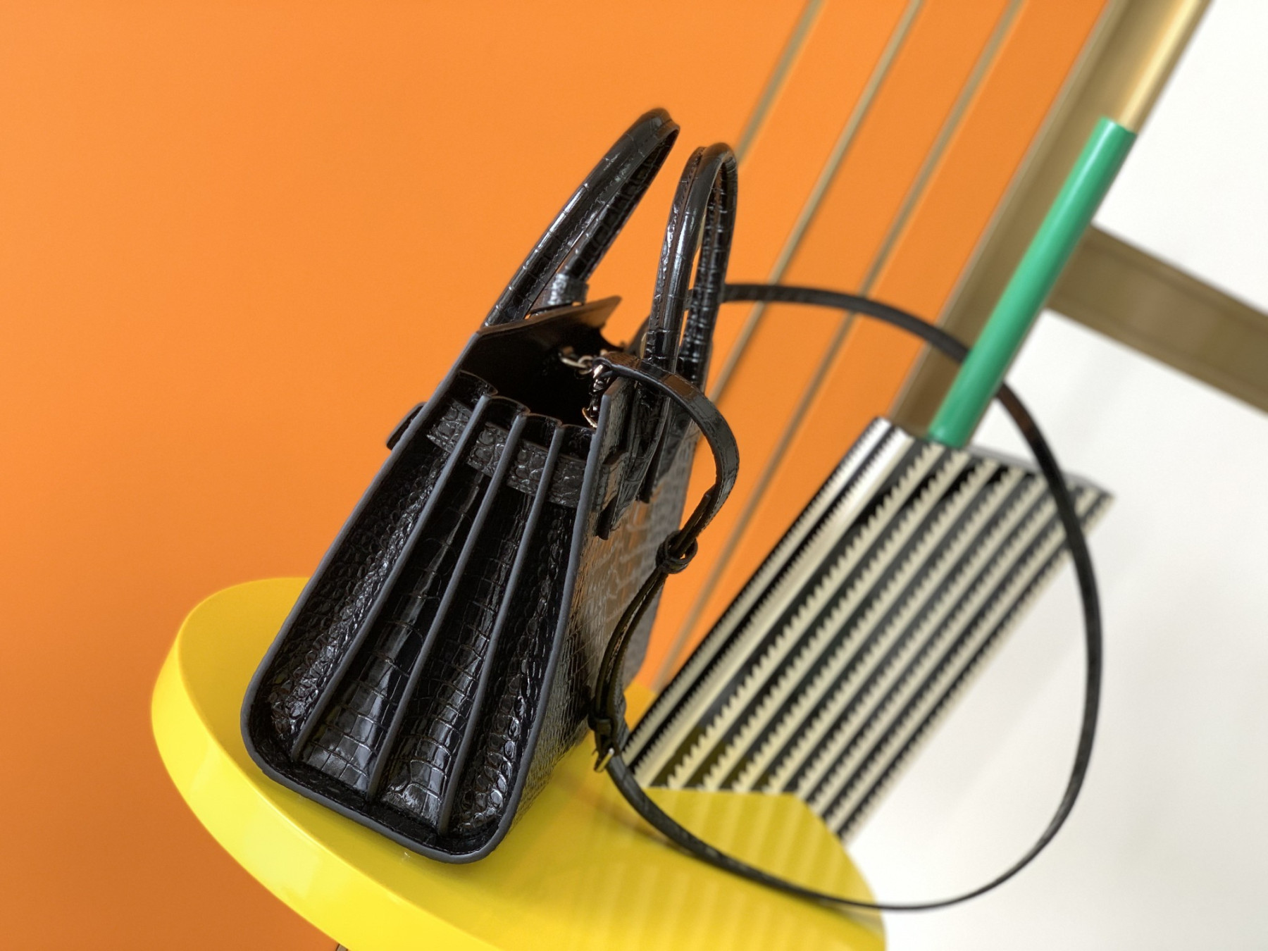 Y51 SAC DE JOUR IN EMBOSSED CROCODILE LEATHER - baby 26x13.5x12.5cm