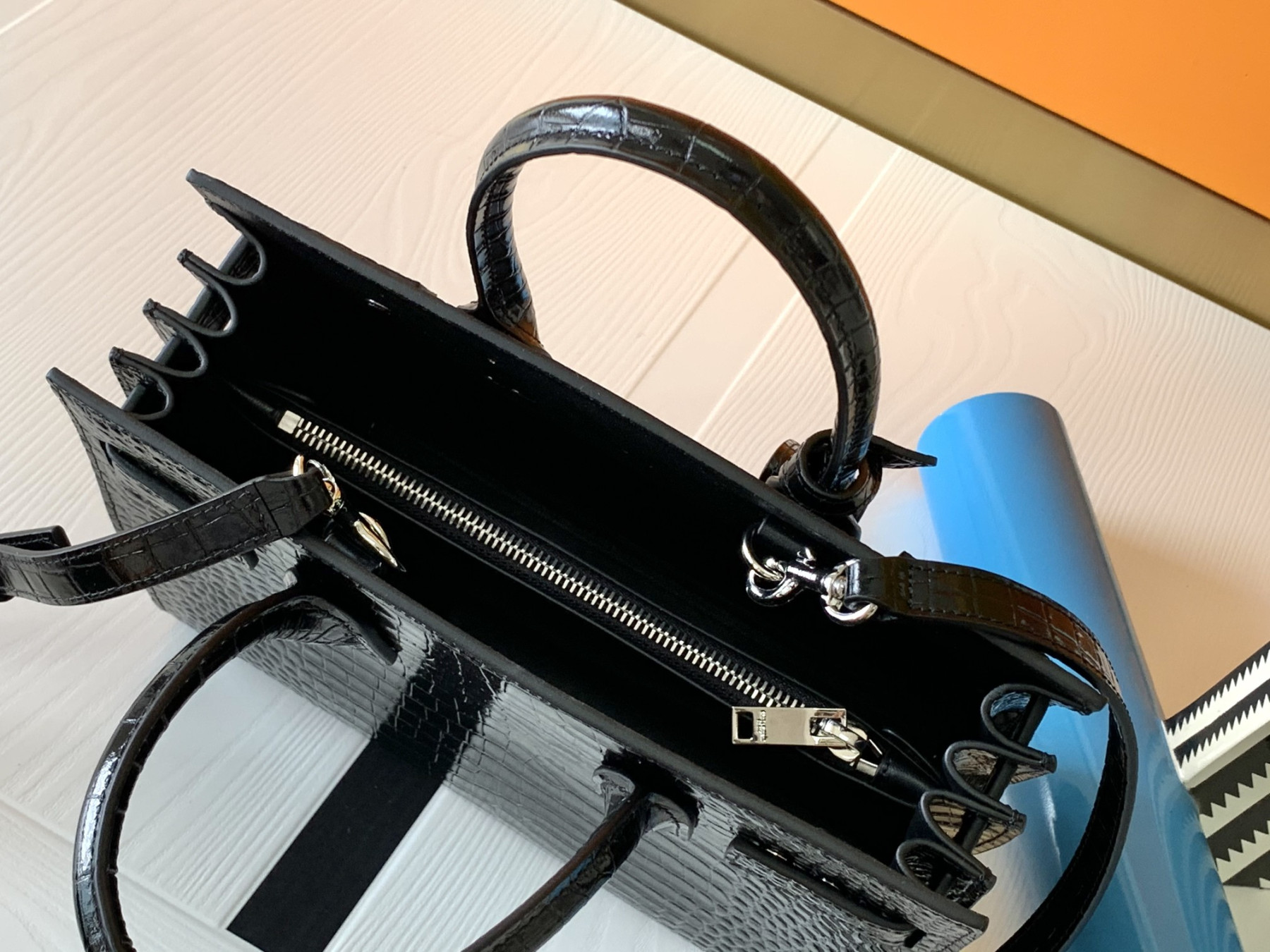 Y51 SAC DE JOUR IN EMBOSSED CROCODILE LEATHER - baby 26x13.5x12.5cm