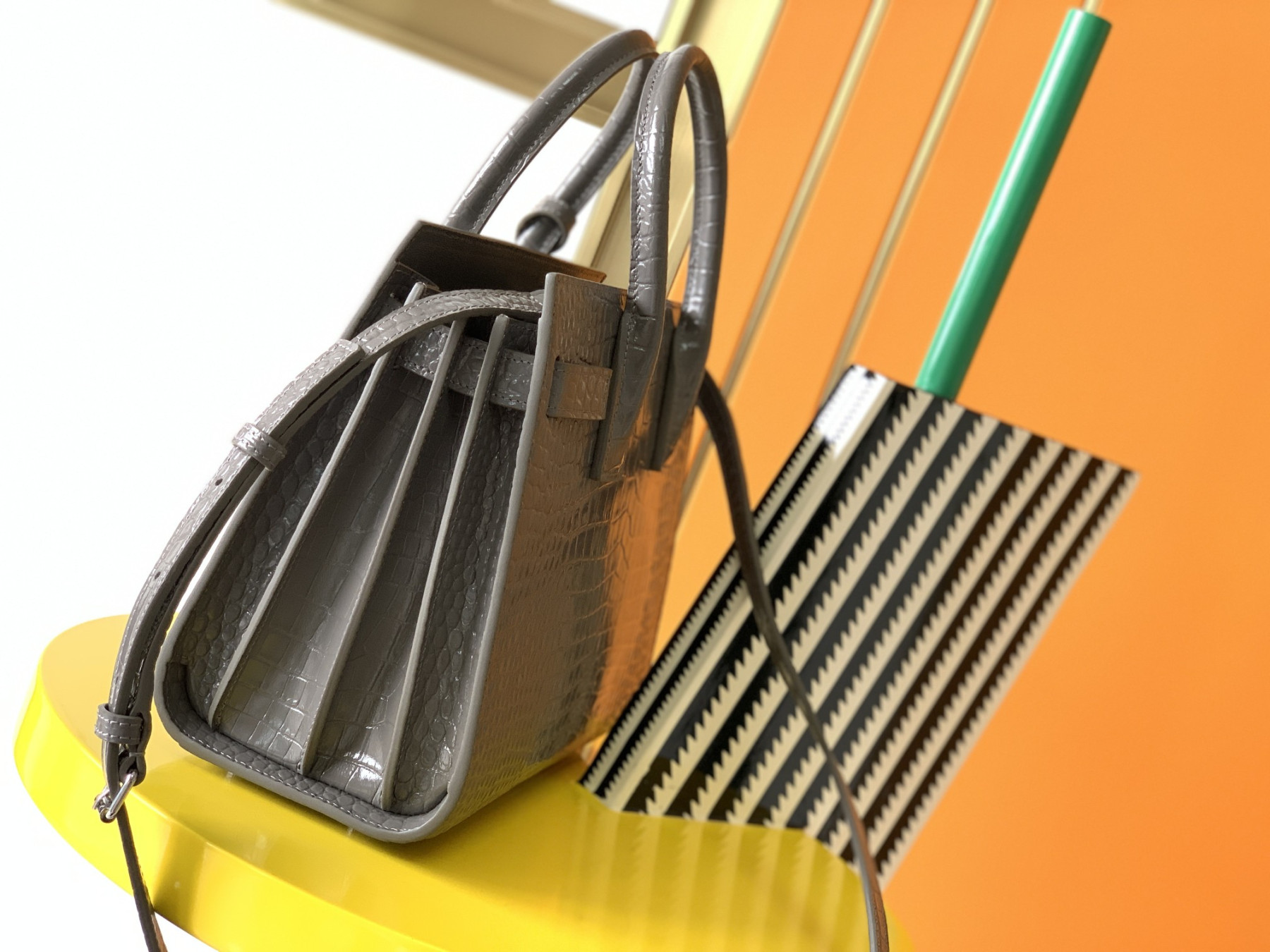 Y51 SAC DE JOUR IN EMBOSSED CROCODILE LEATHER - baby 26x13.5x12.5cm