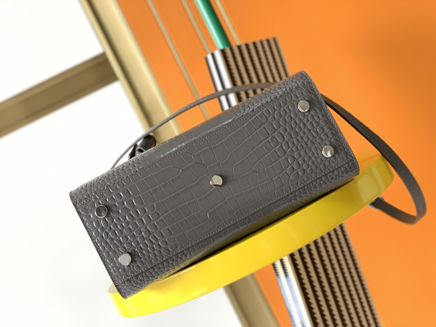 Y51 SAC DE JOUR IN EMBOSSED CROCODILE LEATHER - baby 26x13.5x12.5cm