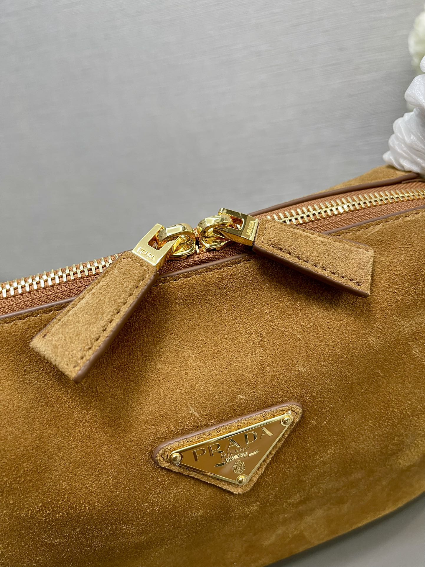 Pra*a Medium suede shoulder bag 28x18x11cm