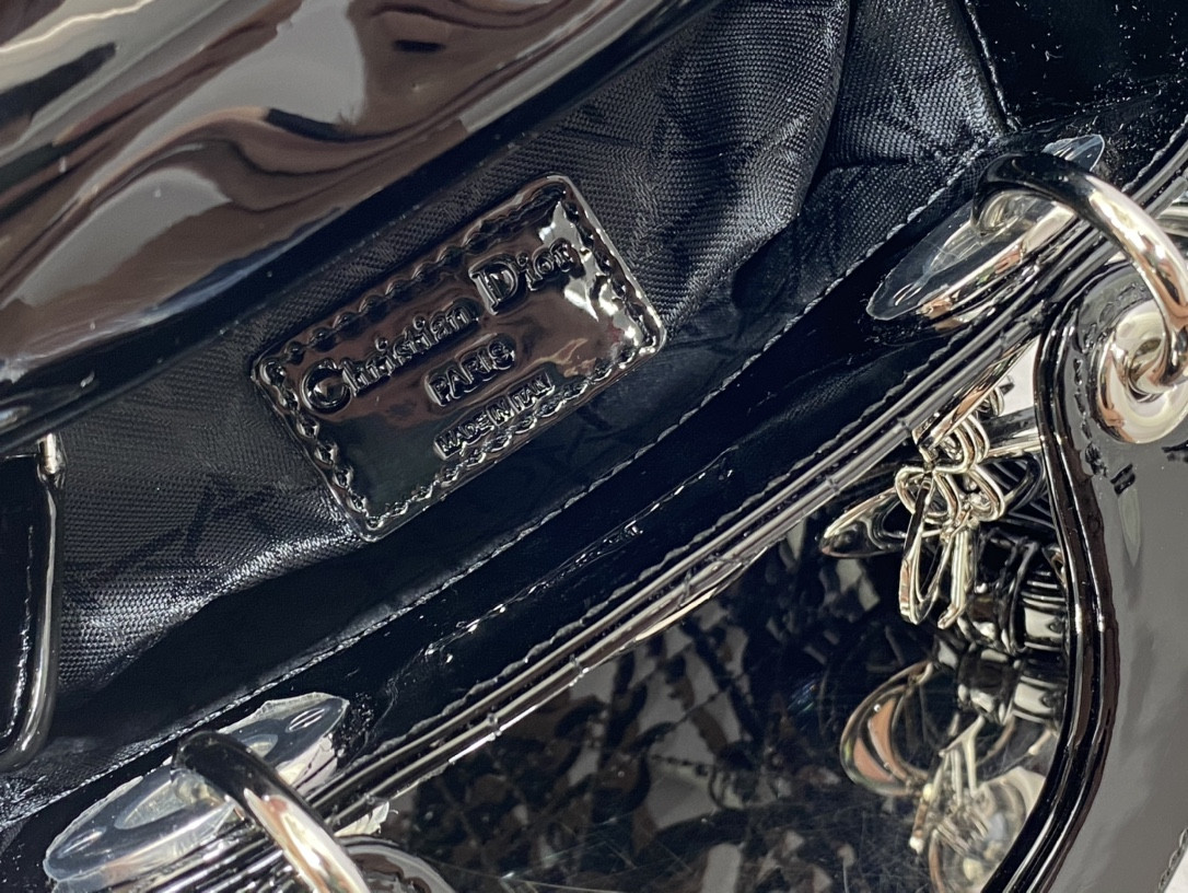 Mini Lady D10r Bag Patent Cannage Calfskin 17 x 15 x 7 cm