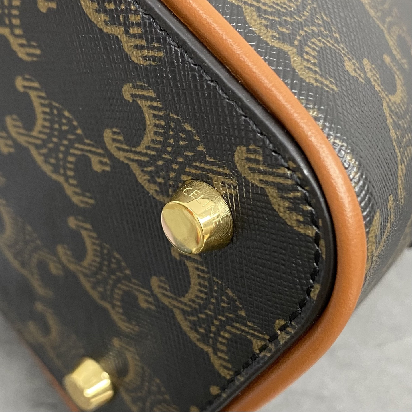 Ce1i*e Small Bowling in Triomphe canvas and calfskin 25x17x10cm