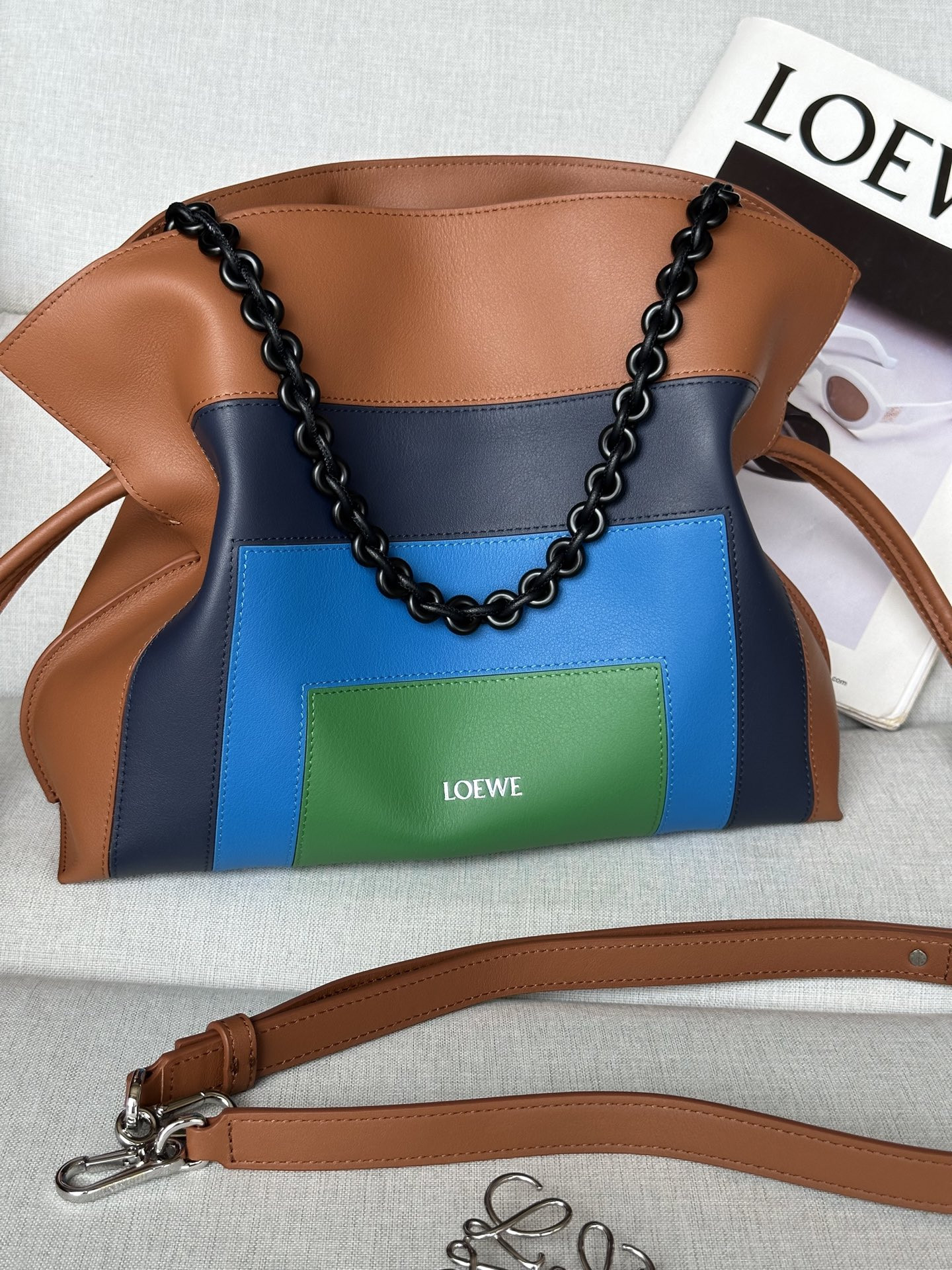 L0ew* x Albers Medium Flamenco Clutch in Nappa Calfskin 24.5x30x10.5cm