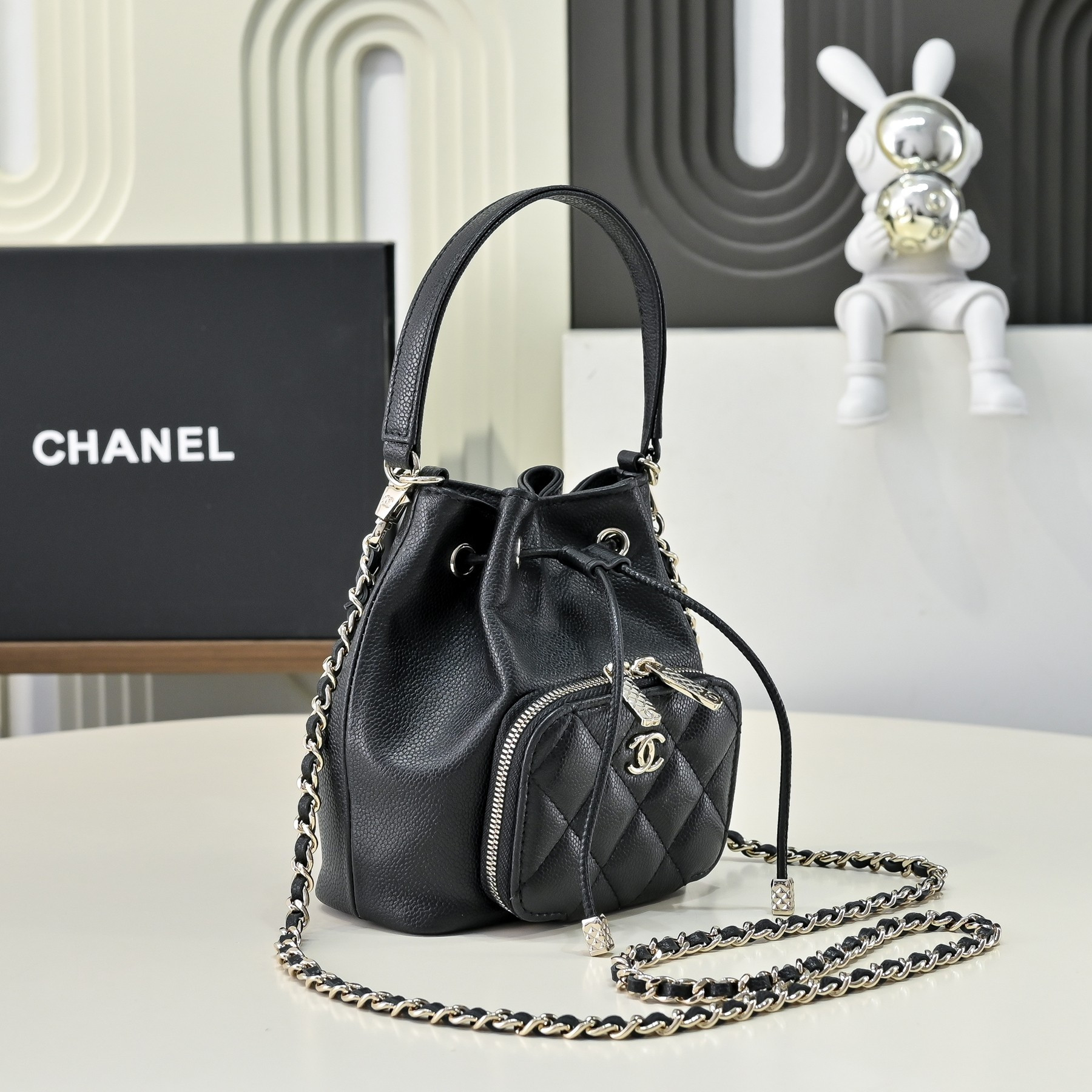 Ch**el Mini Bucket Bag 12.5x19x7.5cm