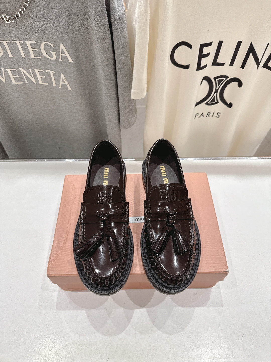 UA Miu Miu Tassel Loafers in Polished Leather