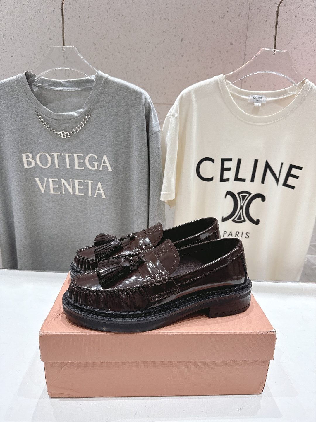 UA Miu Miu Tassel Loafers in Polished Leather