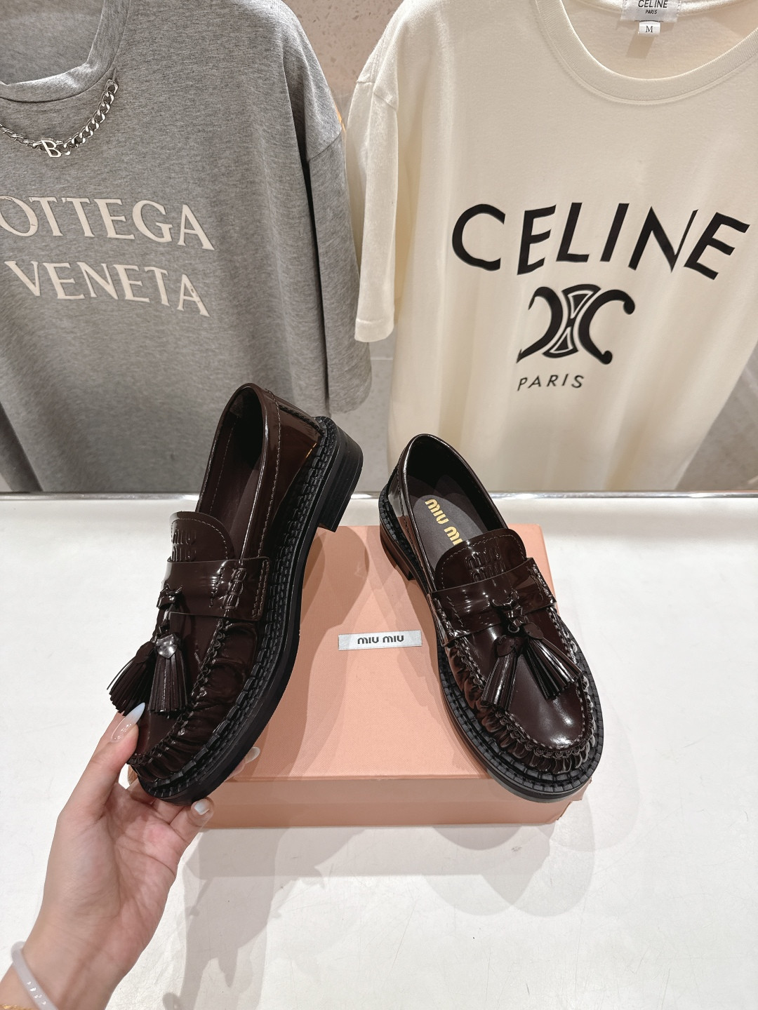 UA Miu Miu Tassel Loafers in Polished Leather