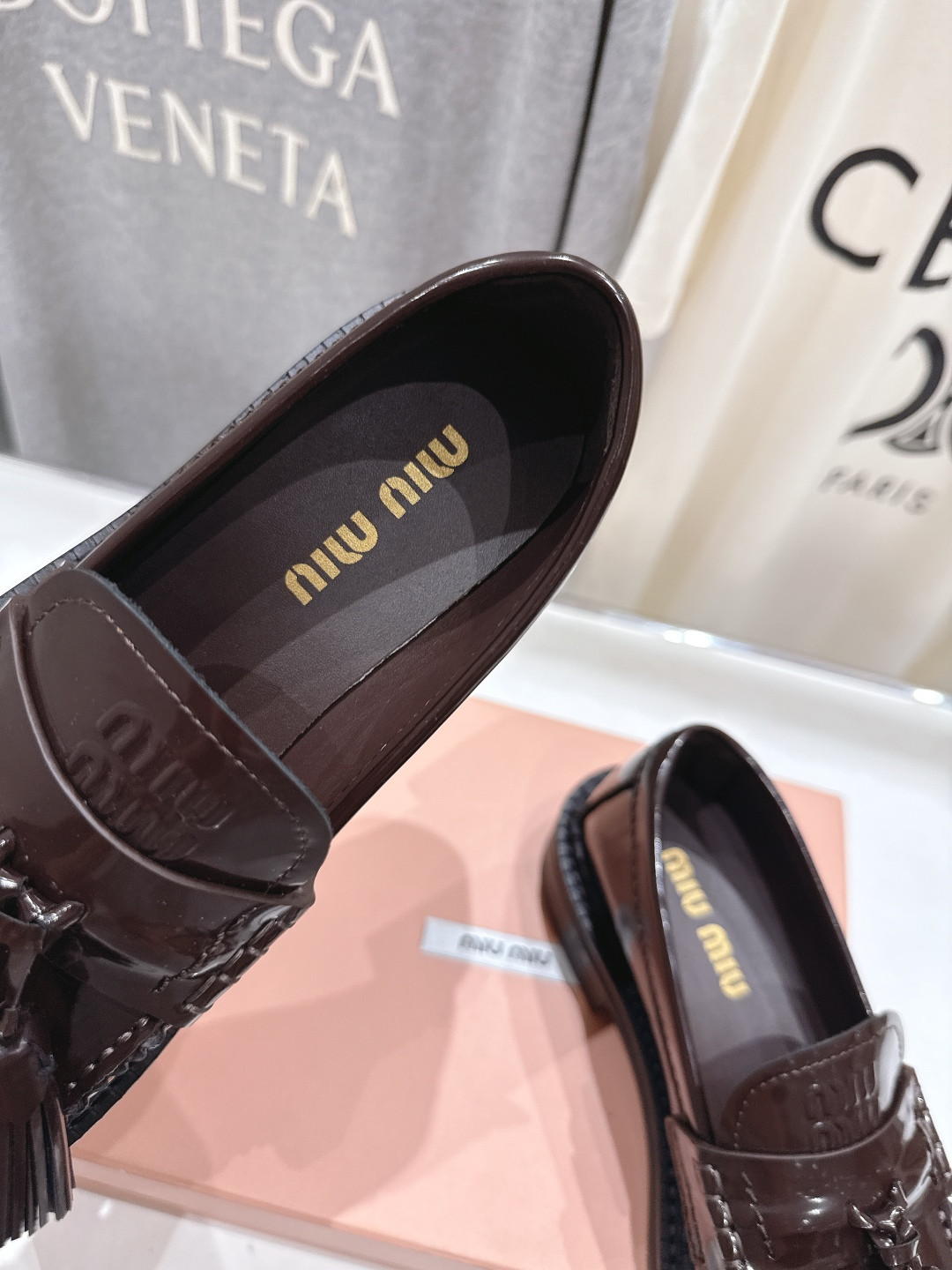 UA Miu Miu Tassel Loafers in Polished Leather