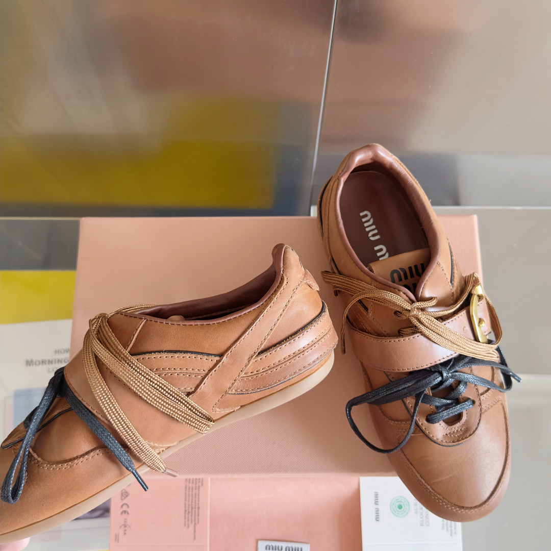 UA Miu Miu Leather Sneakers With Buckle