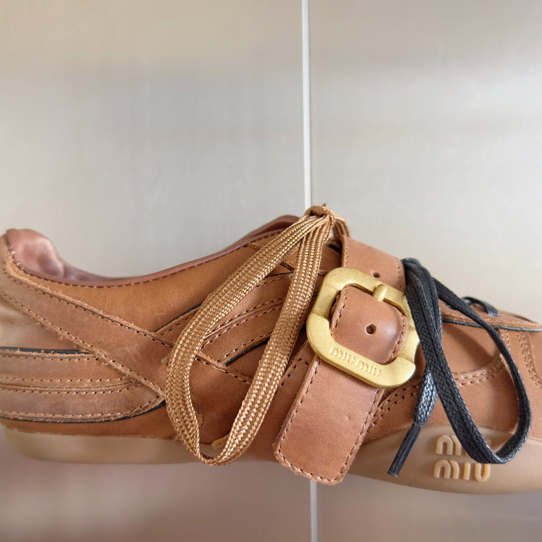 UA Miu Miu Leather Sneakers With Buckle