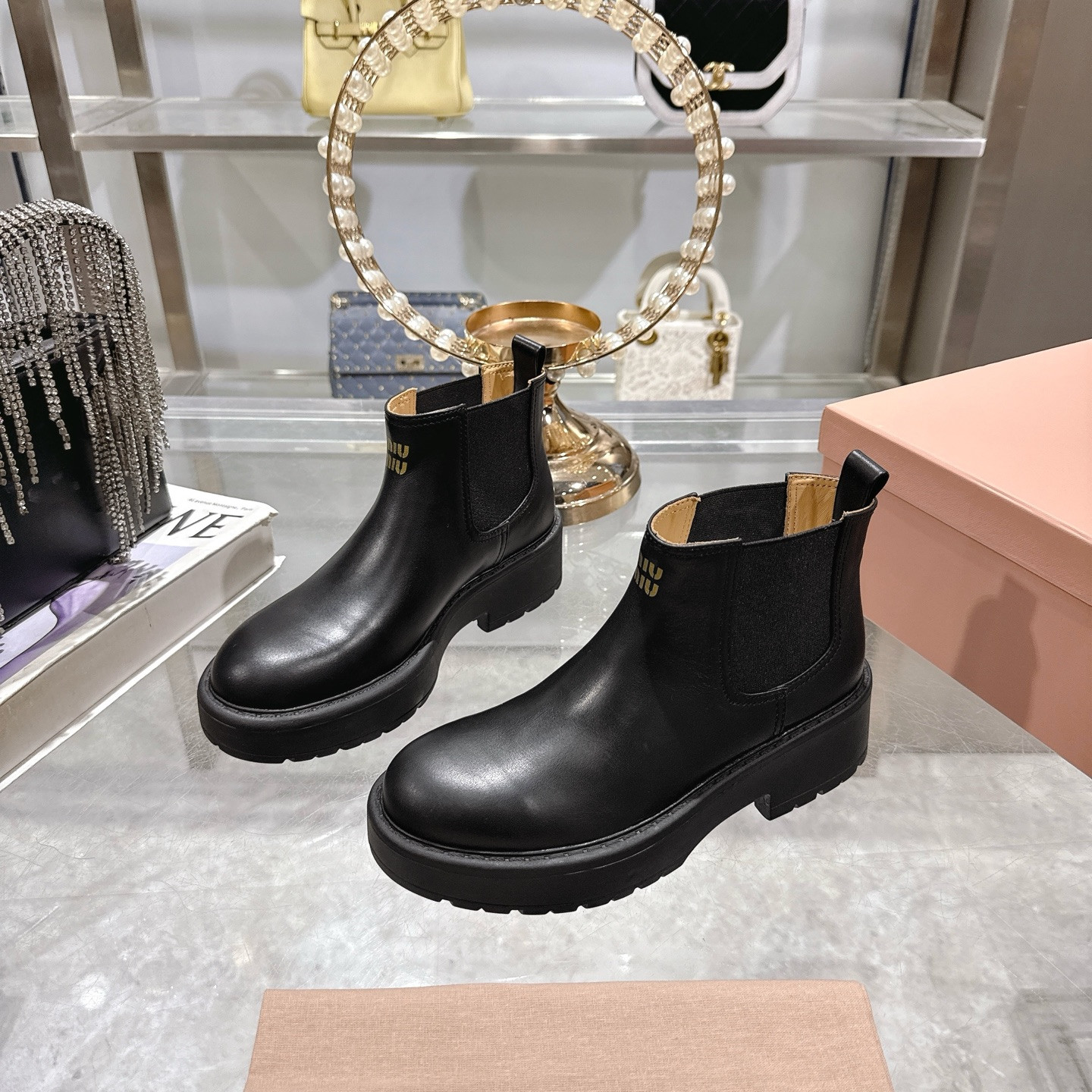 UA Miu Miu Leather Booties