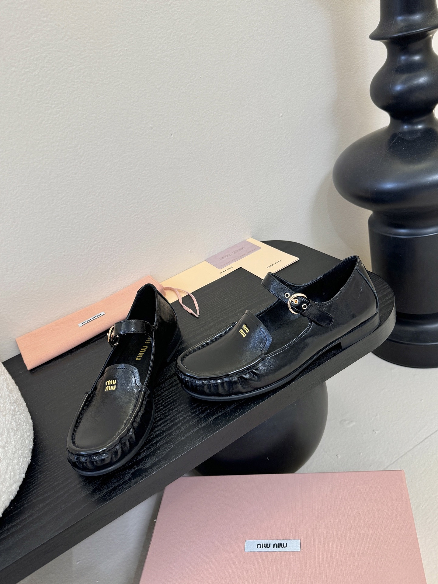 UA Miu Miu Leather Loafers with Strap