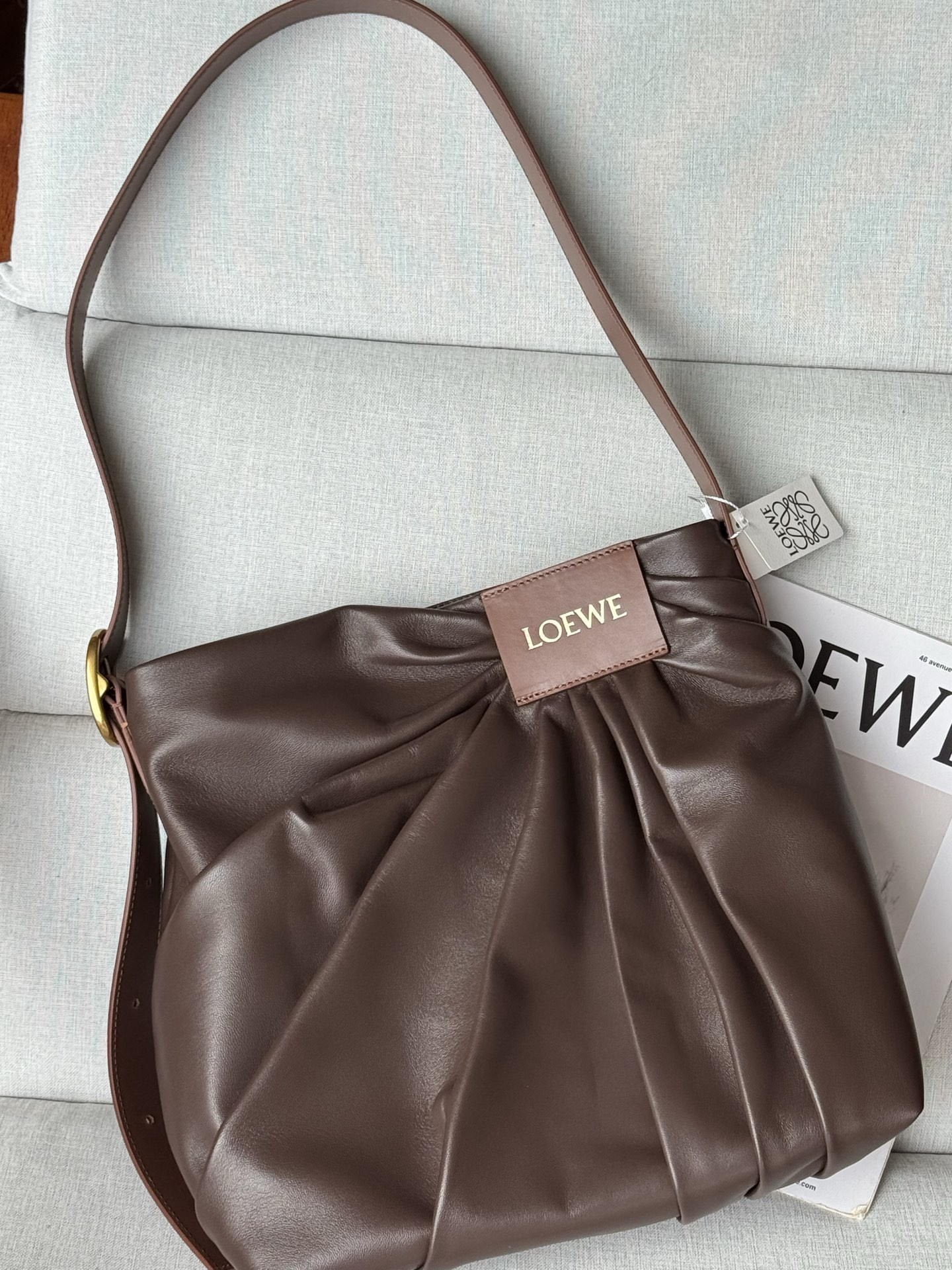 L0ew* Draped Tote in Mellow Nappa Lambskin 30x29x13cm