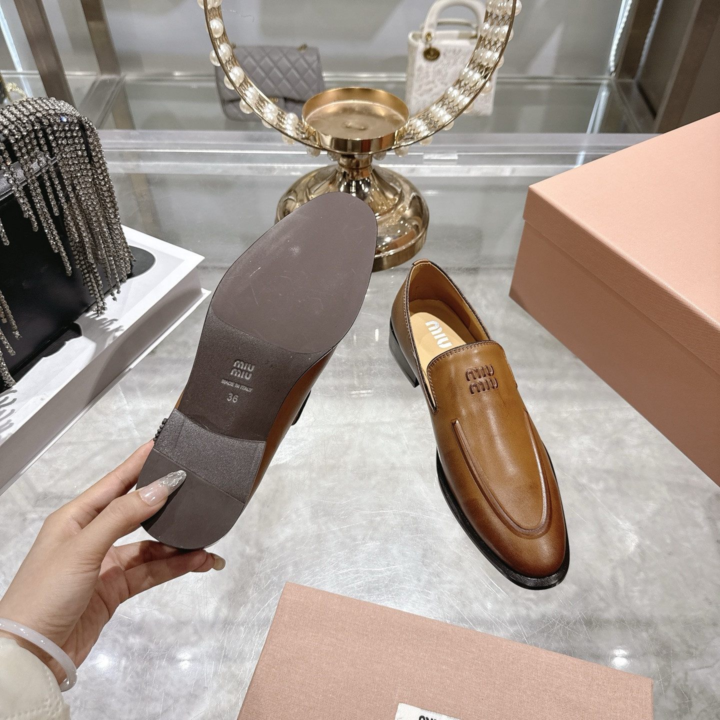 UA Miu Miu Leather Loafers