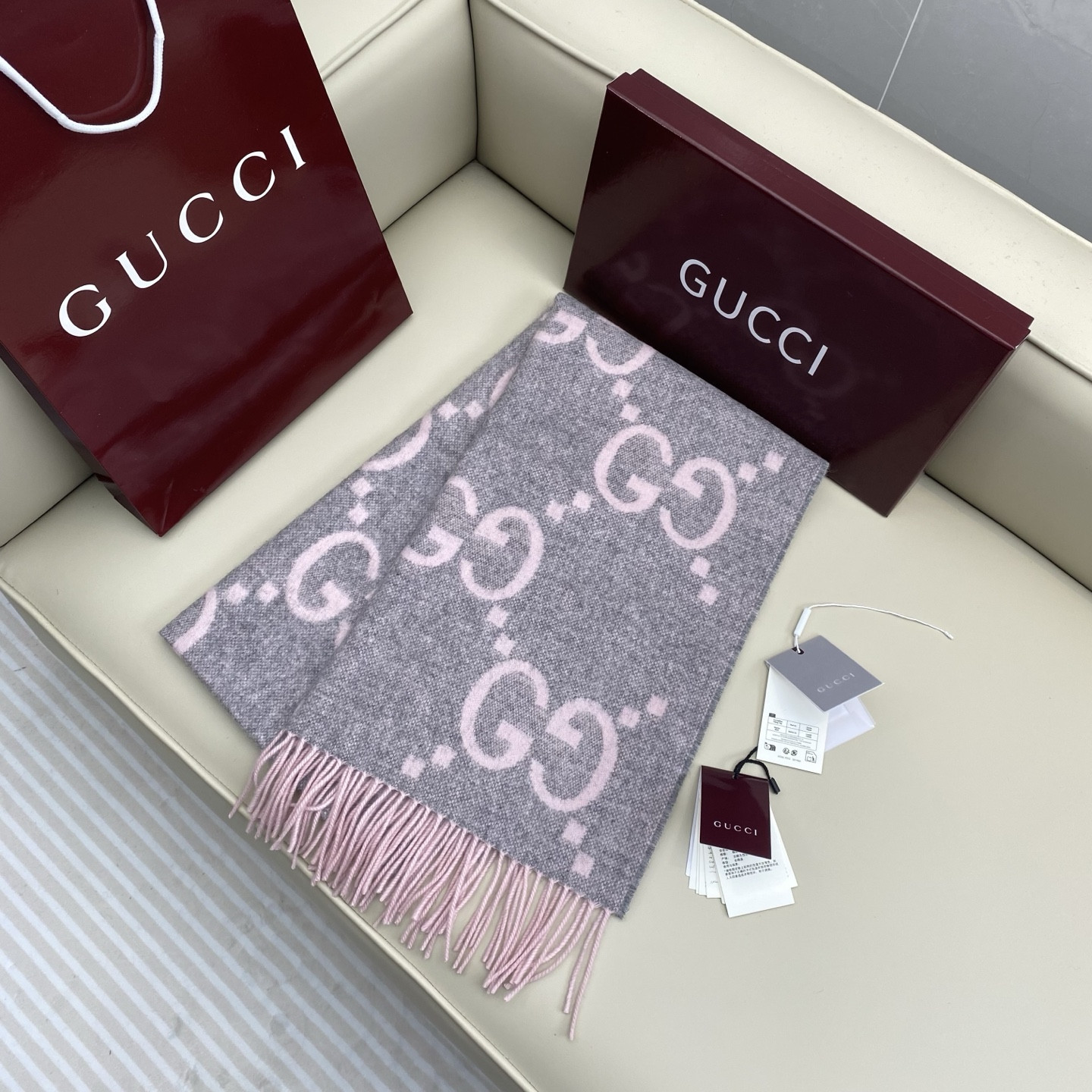 Gucci scarf 45x200cm 100% cashmere