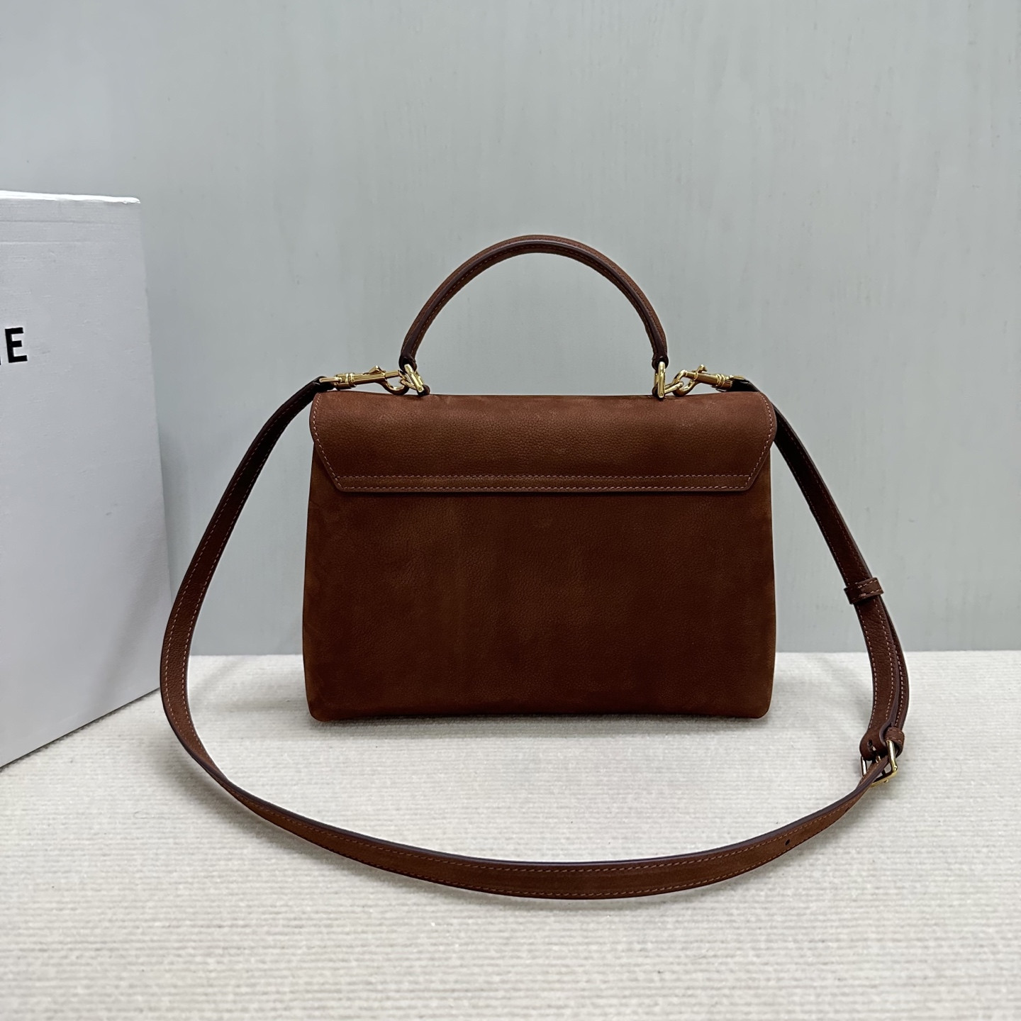 Ce1i*e MEDIUM NINO BAG IN NUBUCK CALFSKIN 25x17.5x10cm