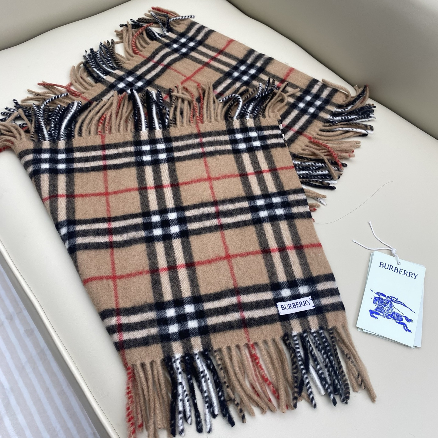 Bv*b*rry Check Cashmere Happy scarf 30x155cm