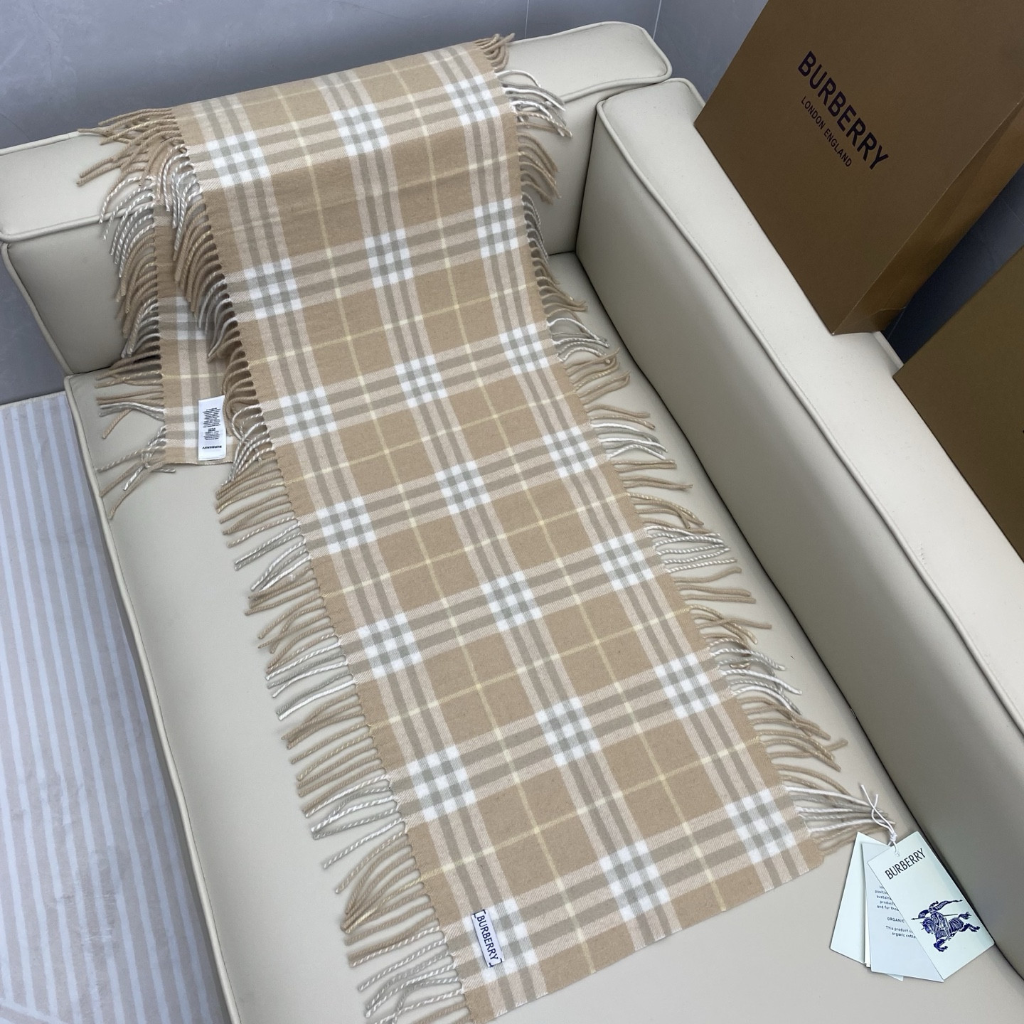 Bv*b*rry Check Cashmere Happy scarf 30x155cm