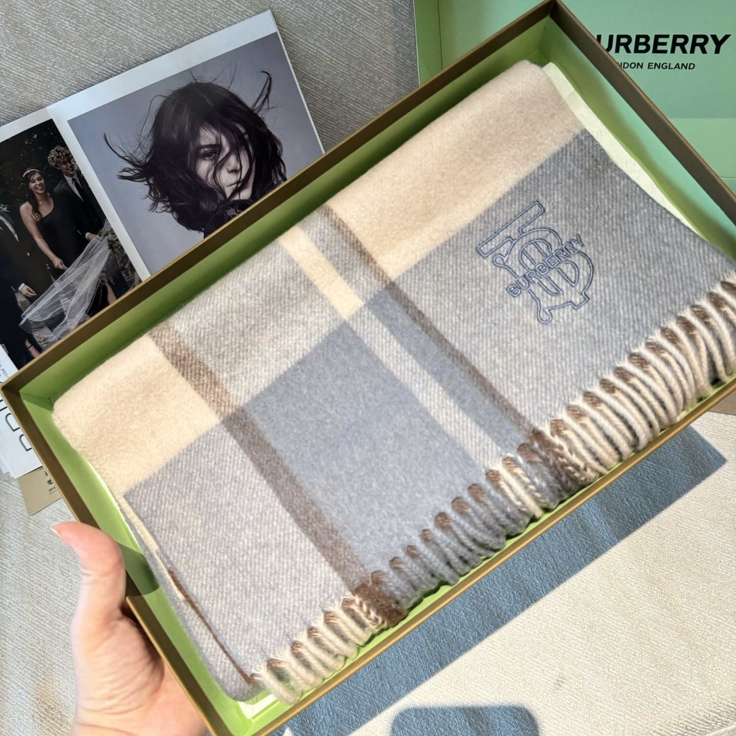 Bv*b*rry scarf 30x168cm 100% cashmere