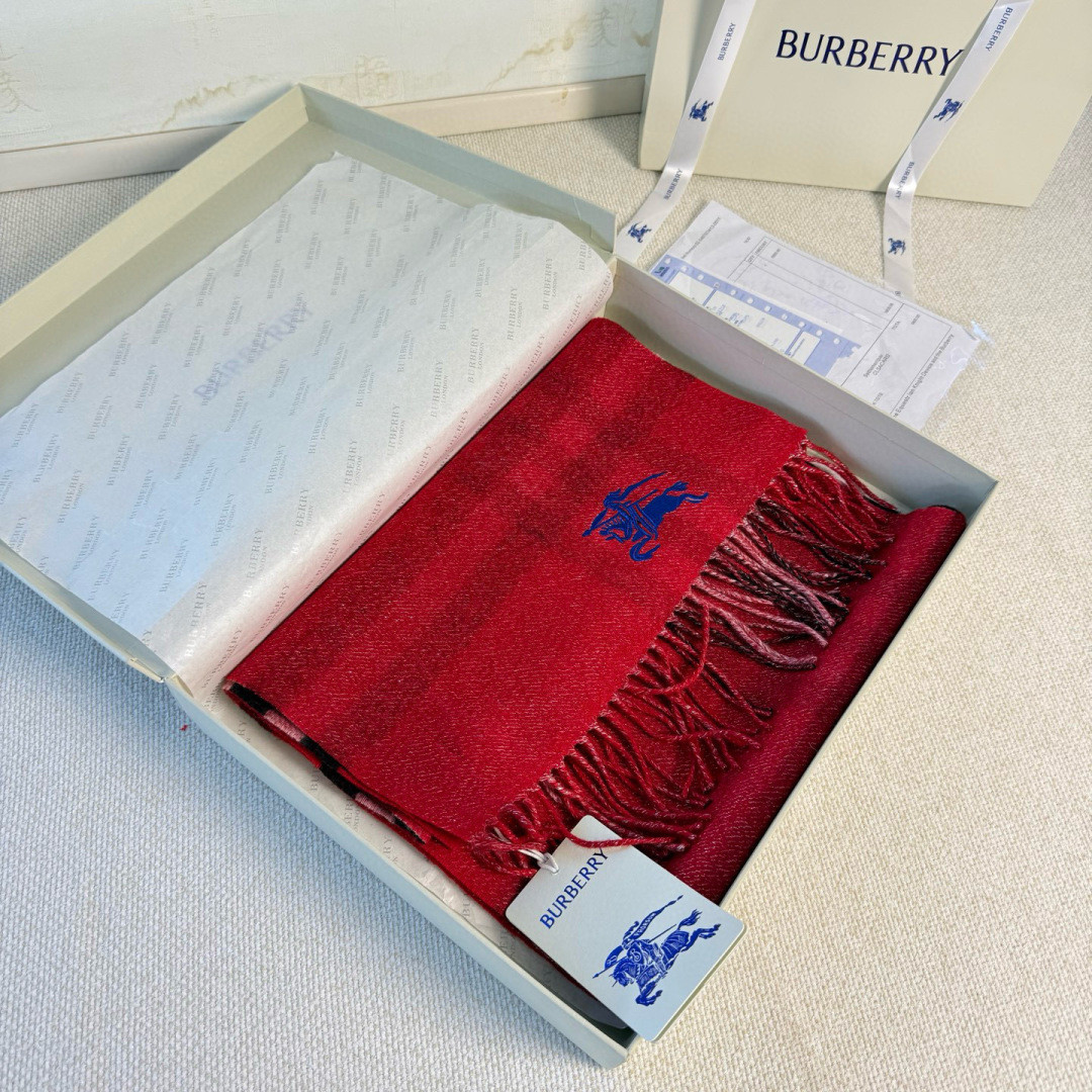 Bv*b*rry Check Cashmere scarf 30x168cm