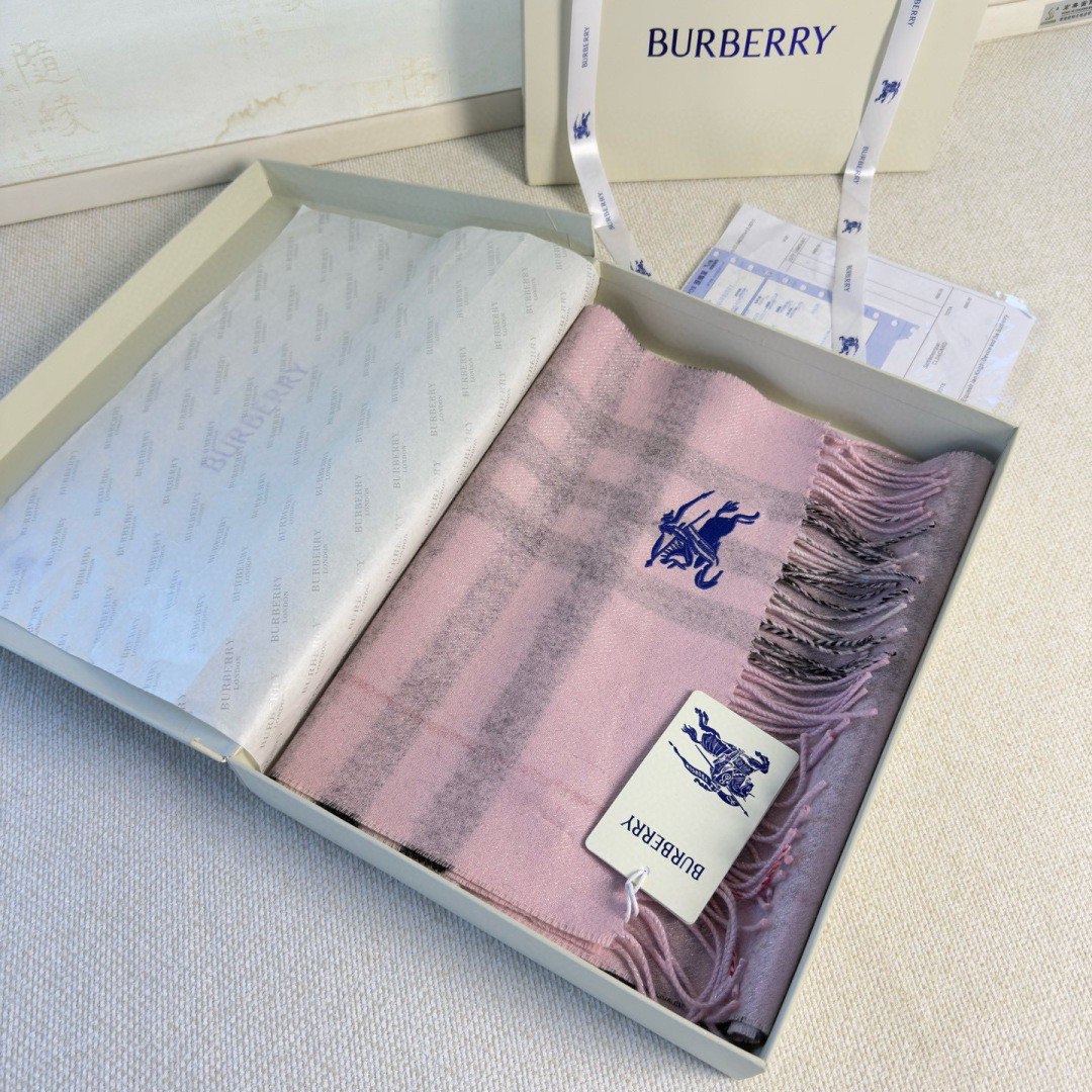 Bv*b*rry Check Cashmere scarf 30x168cm