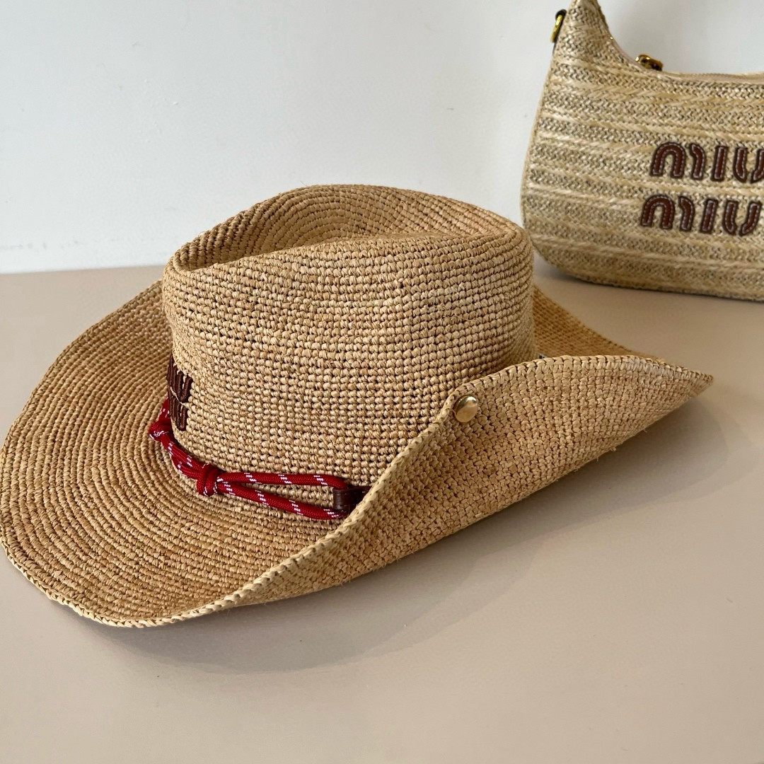 Miu Miu Straw Cowboy Hat 57cm Head Circumference