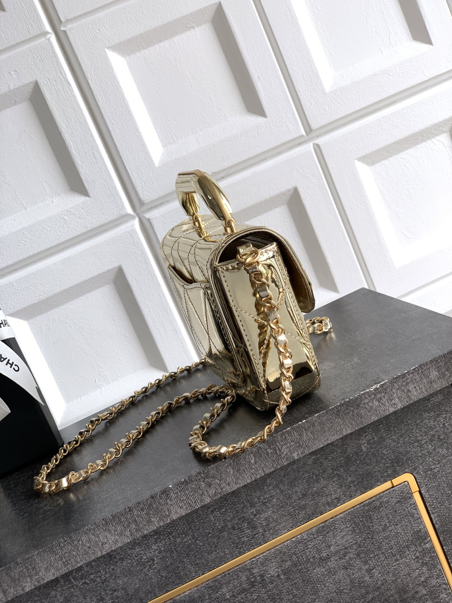 Ch**el Mini Flap Bag with Top Handle 13x18.5x4.5cm