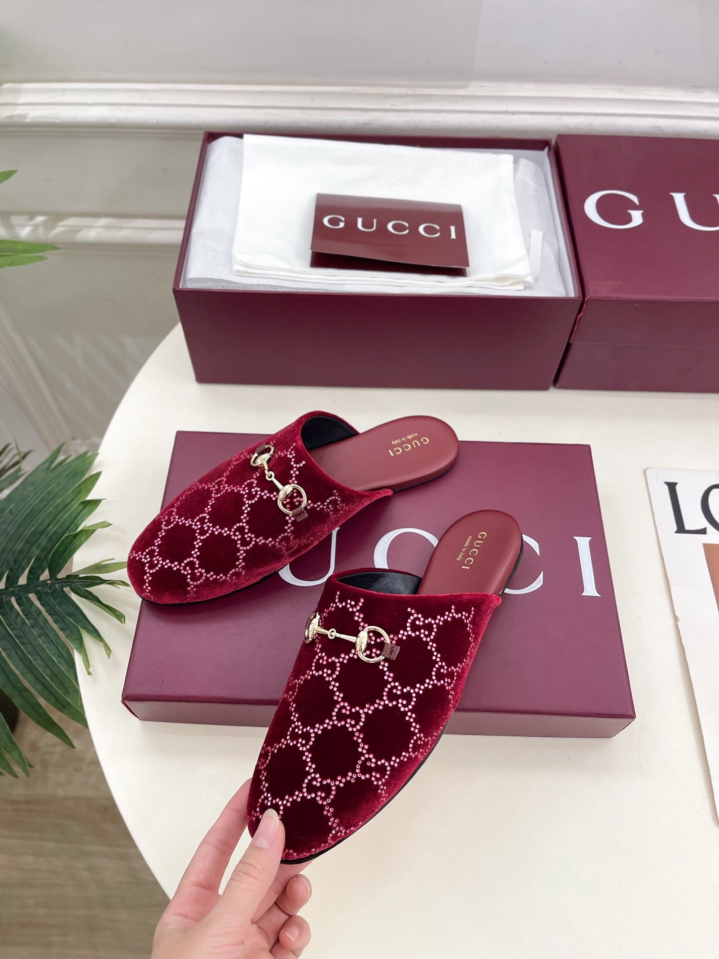 UA Gucci GG Crystal Mule With Horsebit