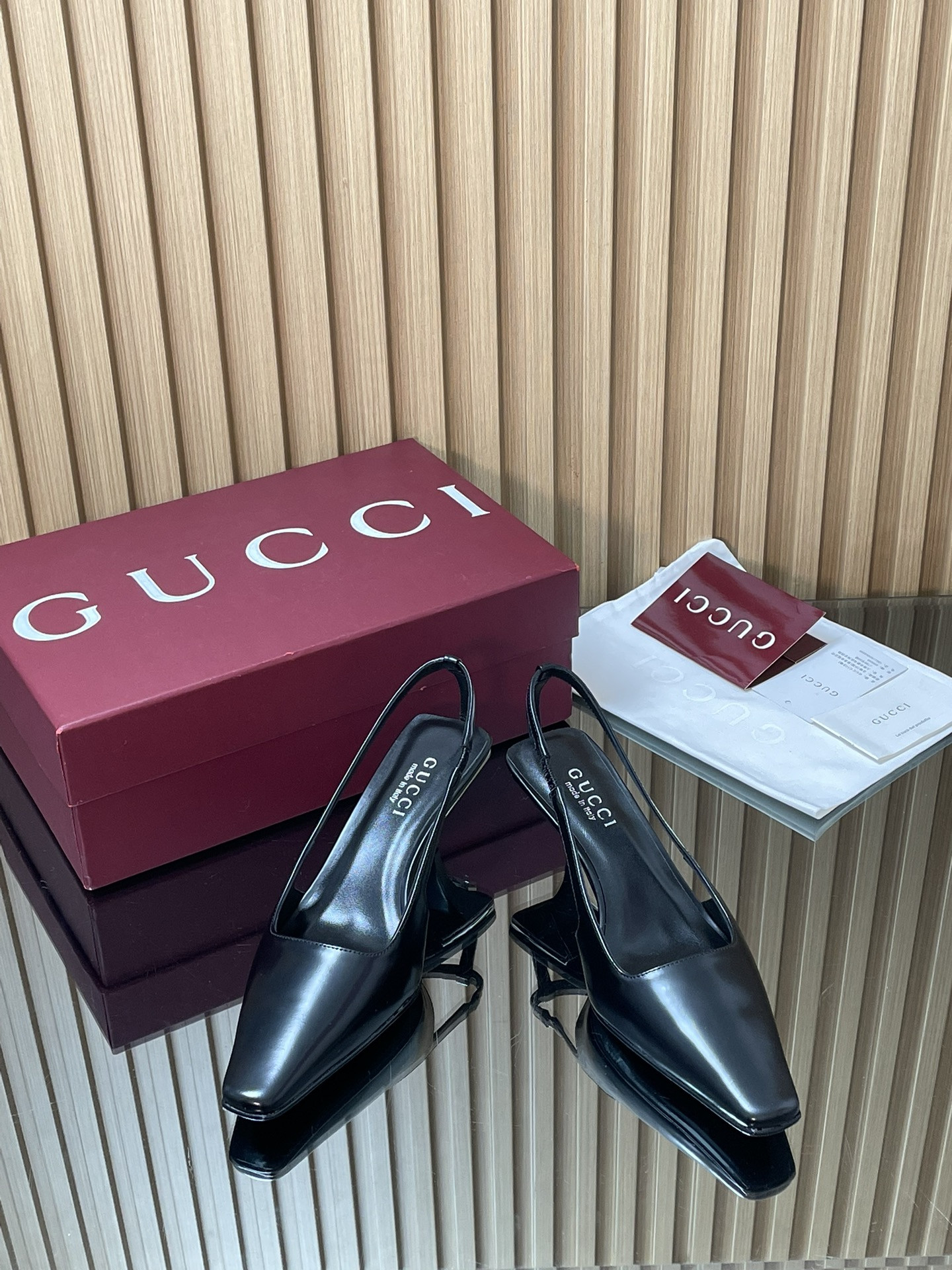 UA Gucci Slingback With Crystal Logo 5.5cm Heel