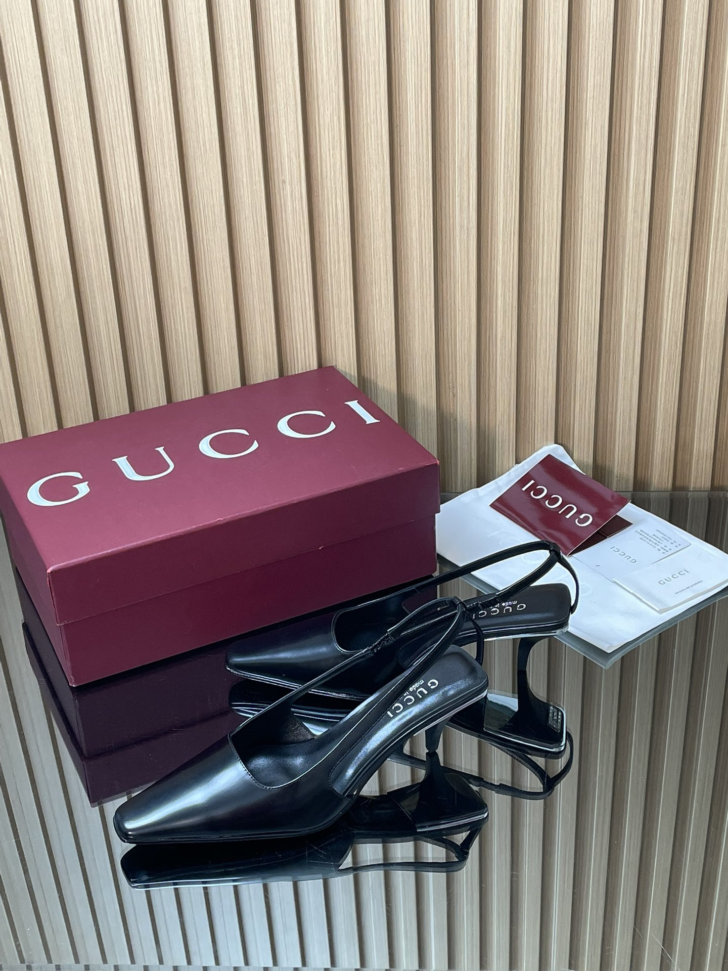 UA Gucci Slingback With Crystal Logo 5.5cm Heel