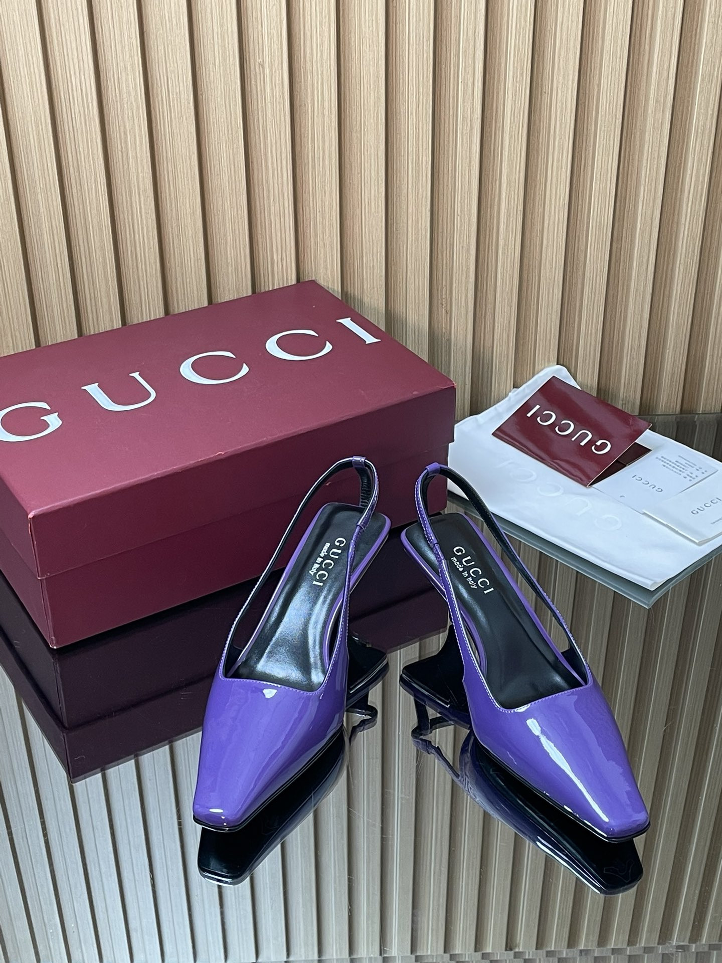 UA Gucci Slingback With Crystal Logo 5.5cm Heel