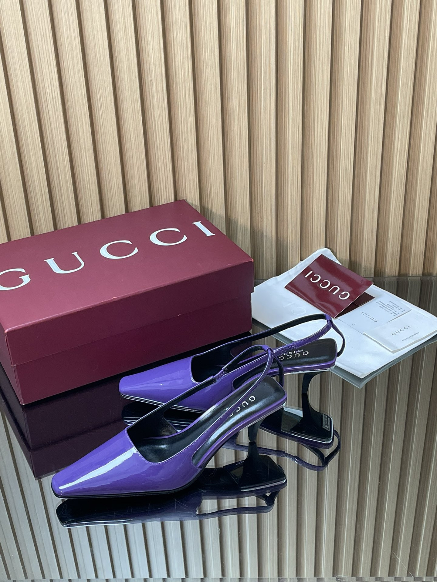 UA Gucci Slingback With Crystal Logo 5.5cm Heel