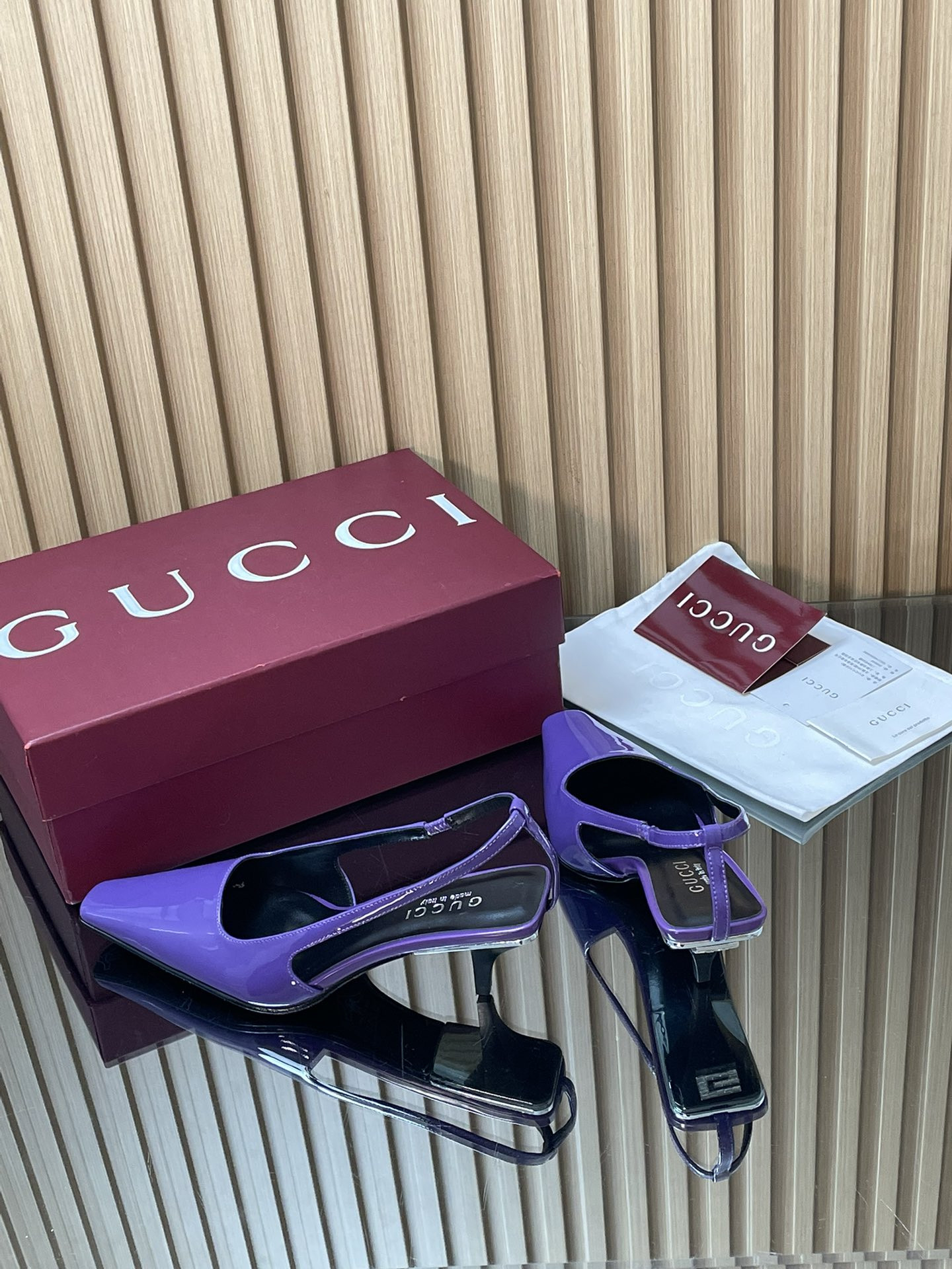 UA Gucci Slingback With Crystal Logo 5.5cm Heel
