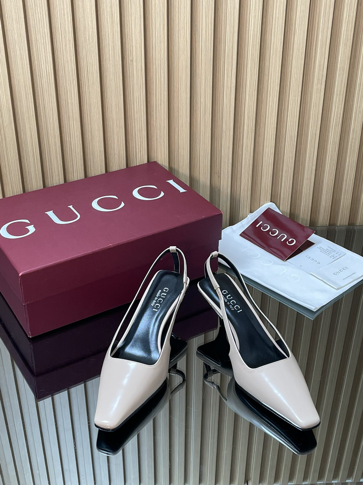 UA Gucci Slingback With Crystal Logo 5.5cm Heel