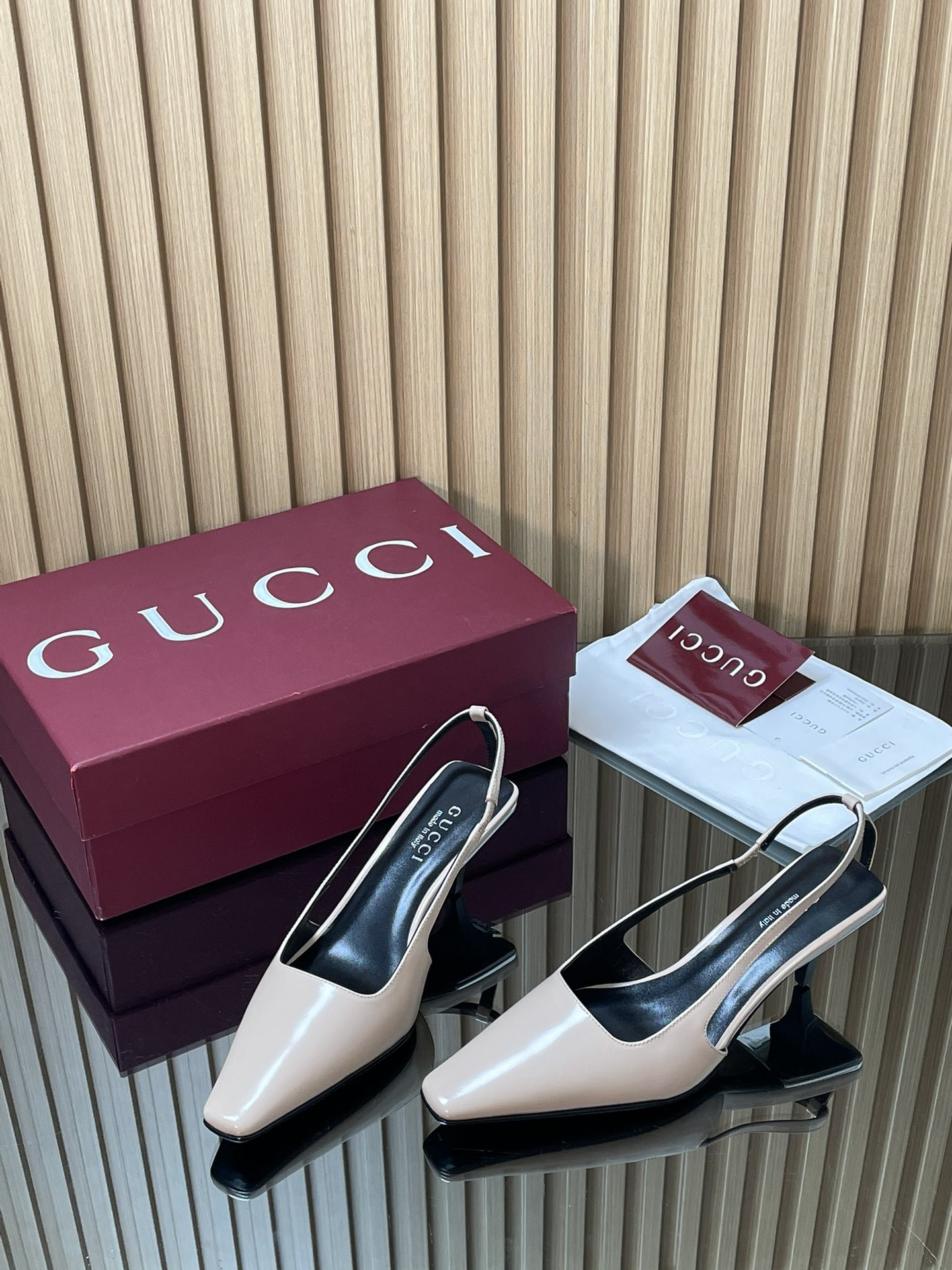 UA Gucci Slingback With Crystal Logo 5.5cm Heel