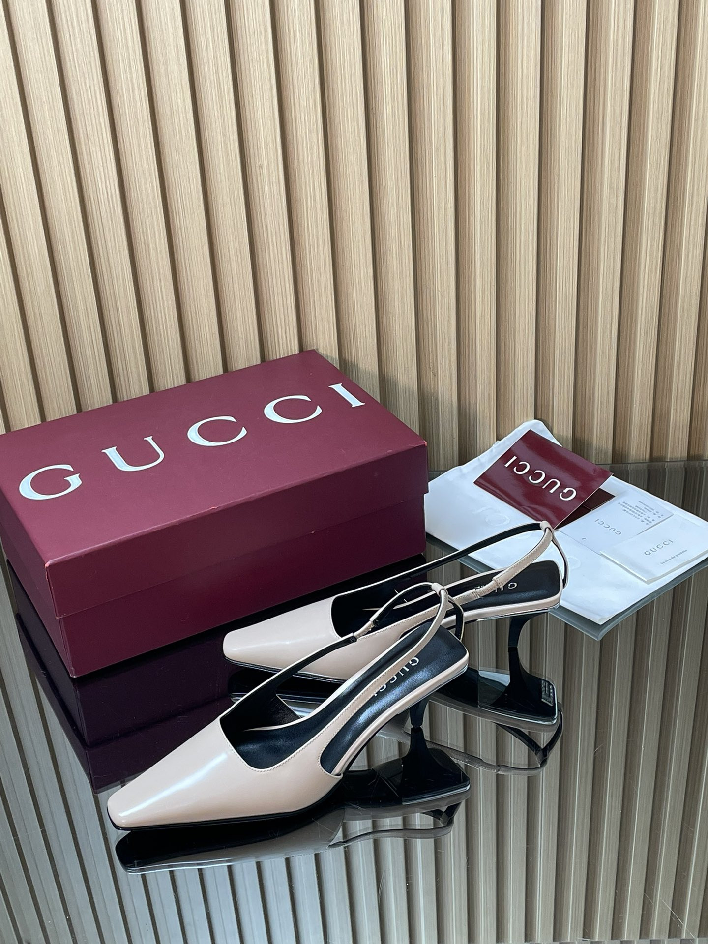 UA Gucci Slingback With Crystal Logo 5.5cm Heel