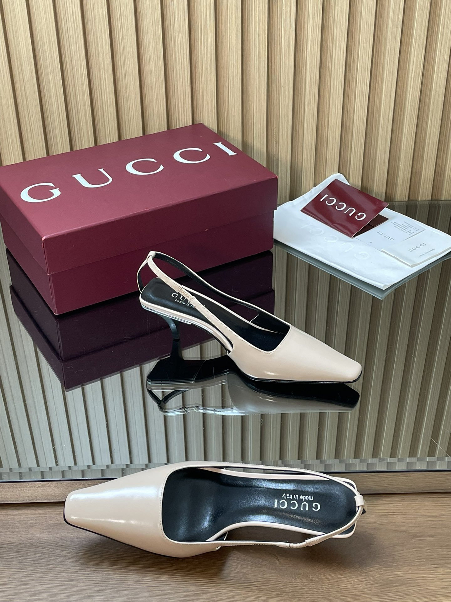 UA Gucci Slingback With Crystal Logo 5.5cm Heel