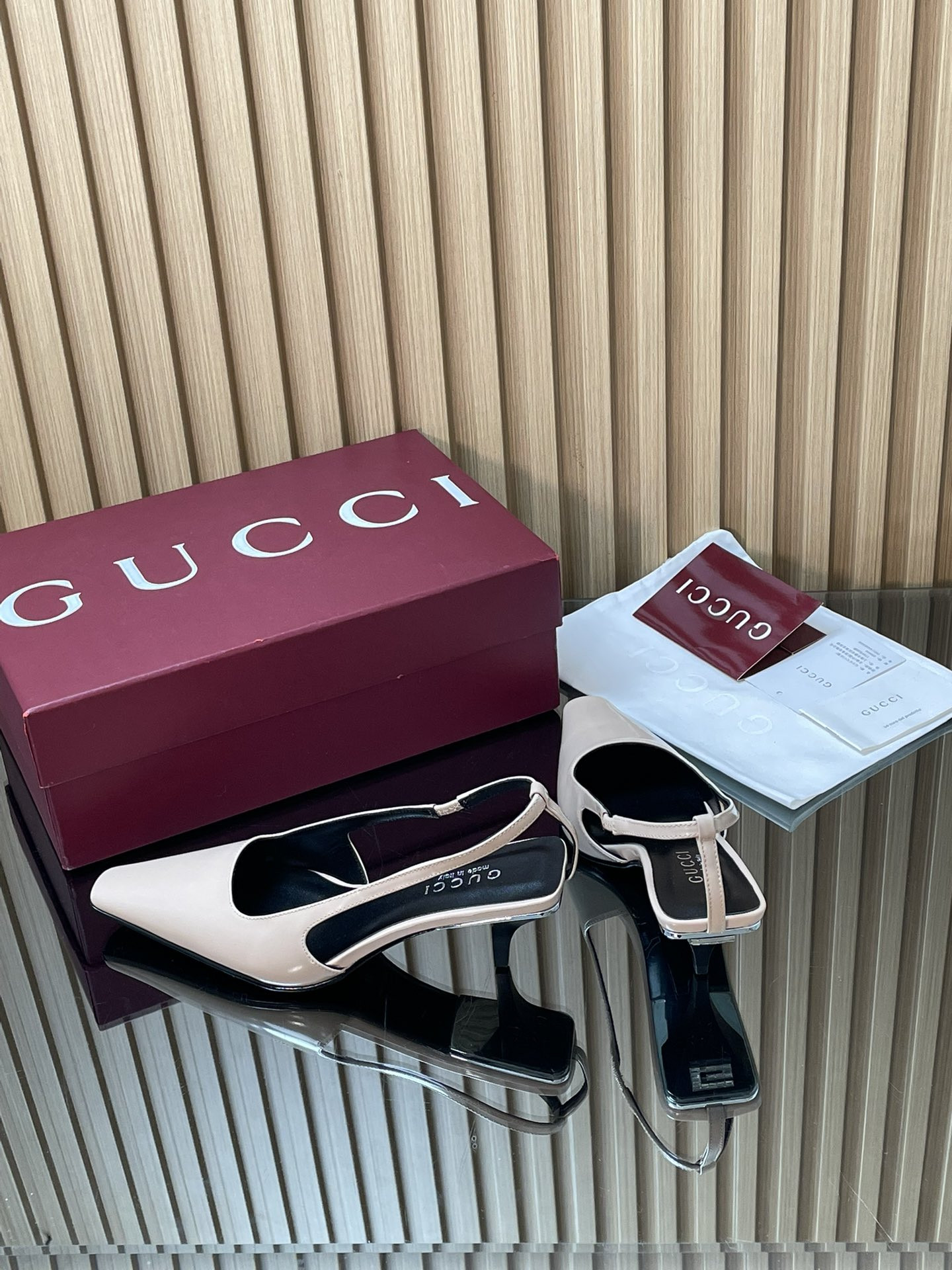 UA Gucci Slingback With Crystal Logo 5.5cm Heel